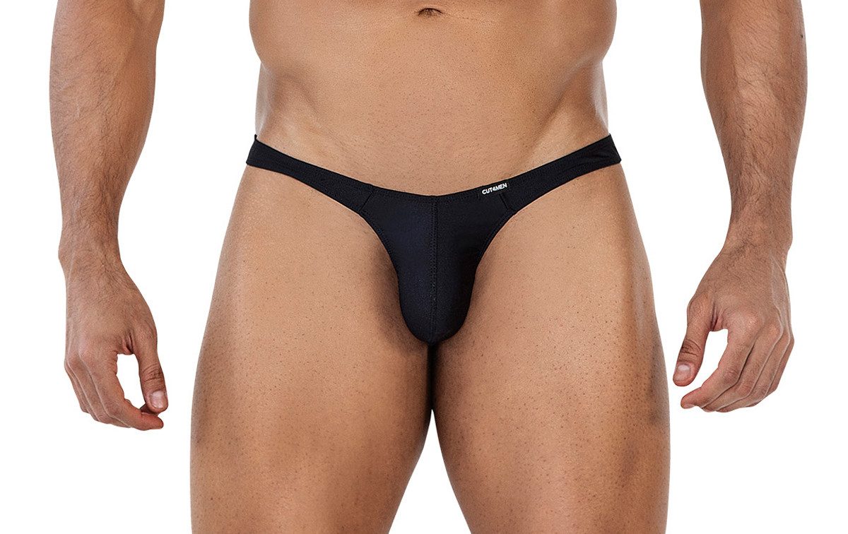 String Schwarzer Männer Thong String Blickdicht Slip mit Suspensorium