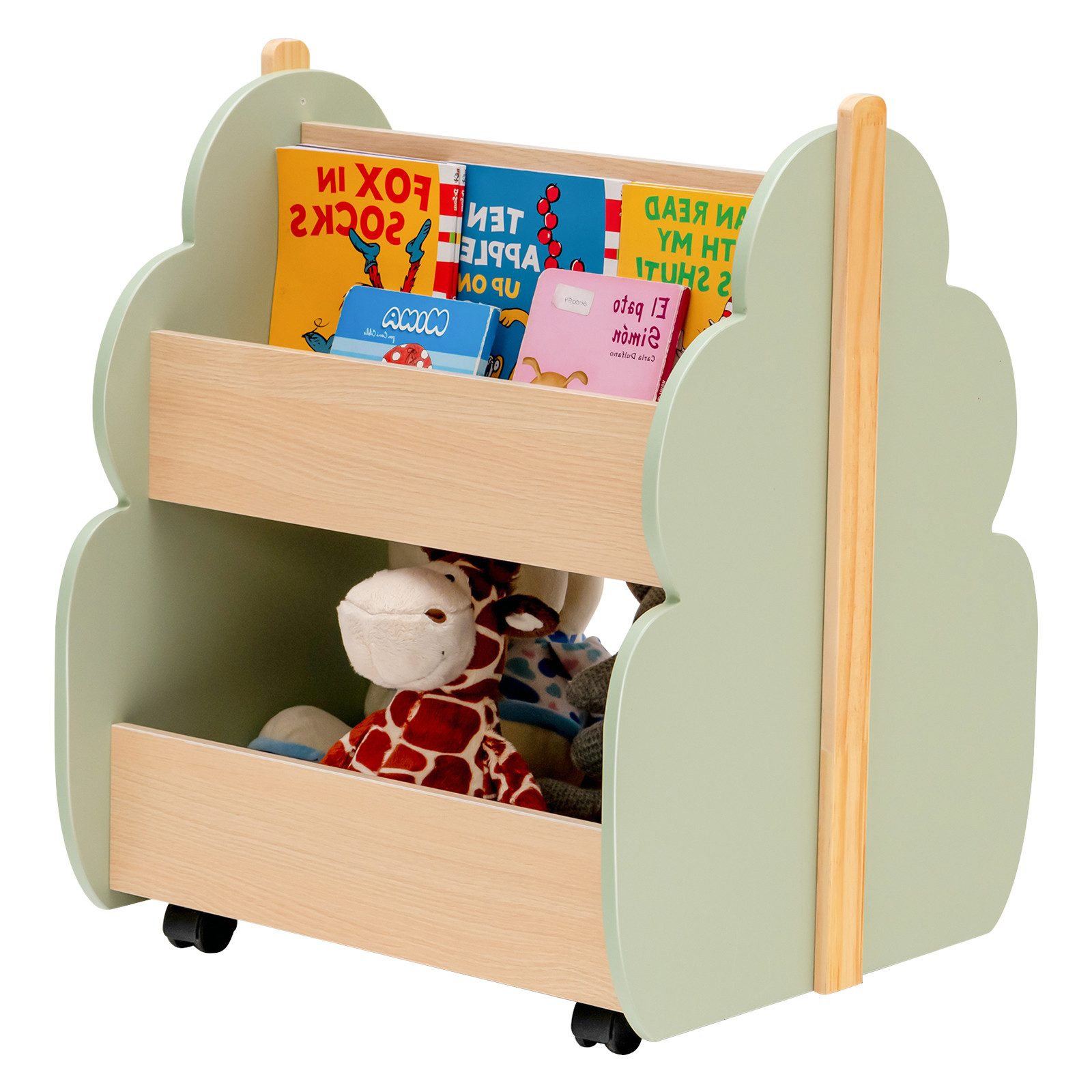 KOMFOTTEU Bücherregal Kinder, 2-stufiges Spielzeugregal