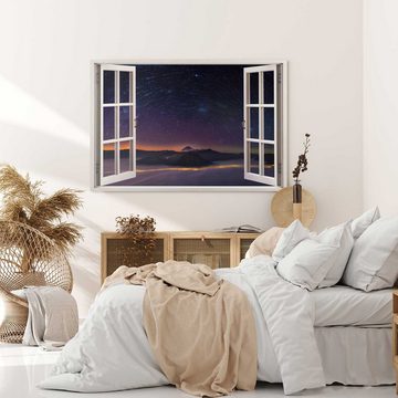 Sinus Art Leinwandbild Wandbild 120x80cm Fensterbild Sternenhimmel Astrofotografie Nacht Ster, (1 St)