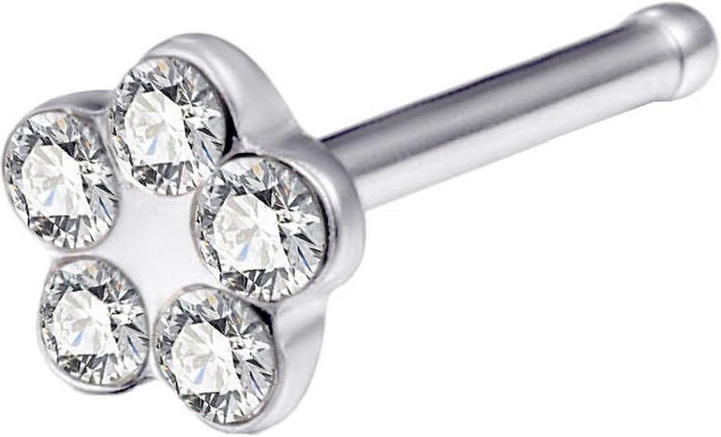 Firetti Nasenpiercing-Set Multipack Schmuck Geschenk Edelstahl Piercing Nasenstecker Flower (Set, 7-tlg), mit Preciosa Crystal