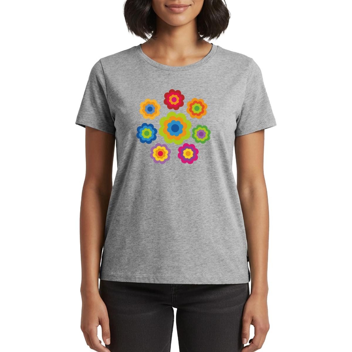 Spreadshirt T-Shirt 70er Jahre Hippie Flower Power Kostüm Blumen Fasching Frauen Premium T (1-tlg)