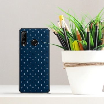 DeinDesign Handyhülle »Anker Segeln Muster Anchors Dark«, Huawei P30 Lite Silikon Hülle Bumper Case Handy Schutzhülle