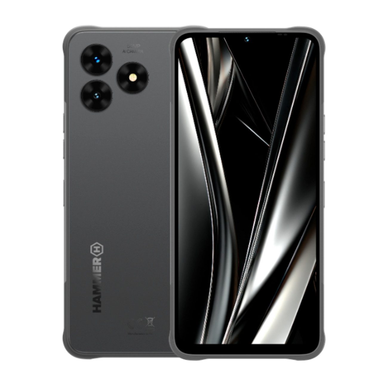 Hammer TEL000933 Smartphone (6.56 Zoll, 128 GB Speicherplatz, 50 MP Kamera, Robustes Outdoor-Smartphone IP69, 6000 mAh Akku, 5G, Dual-SIM)