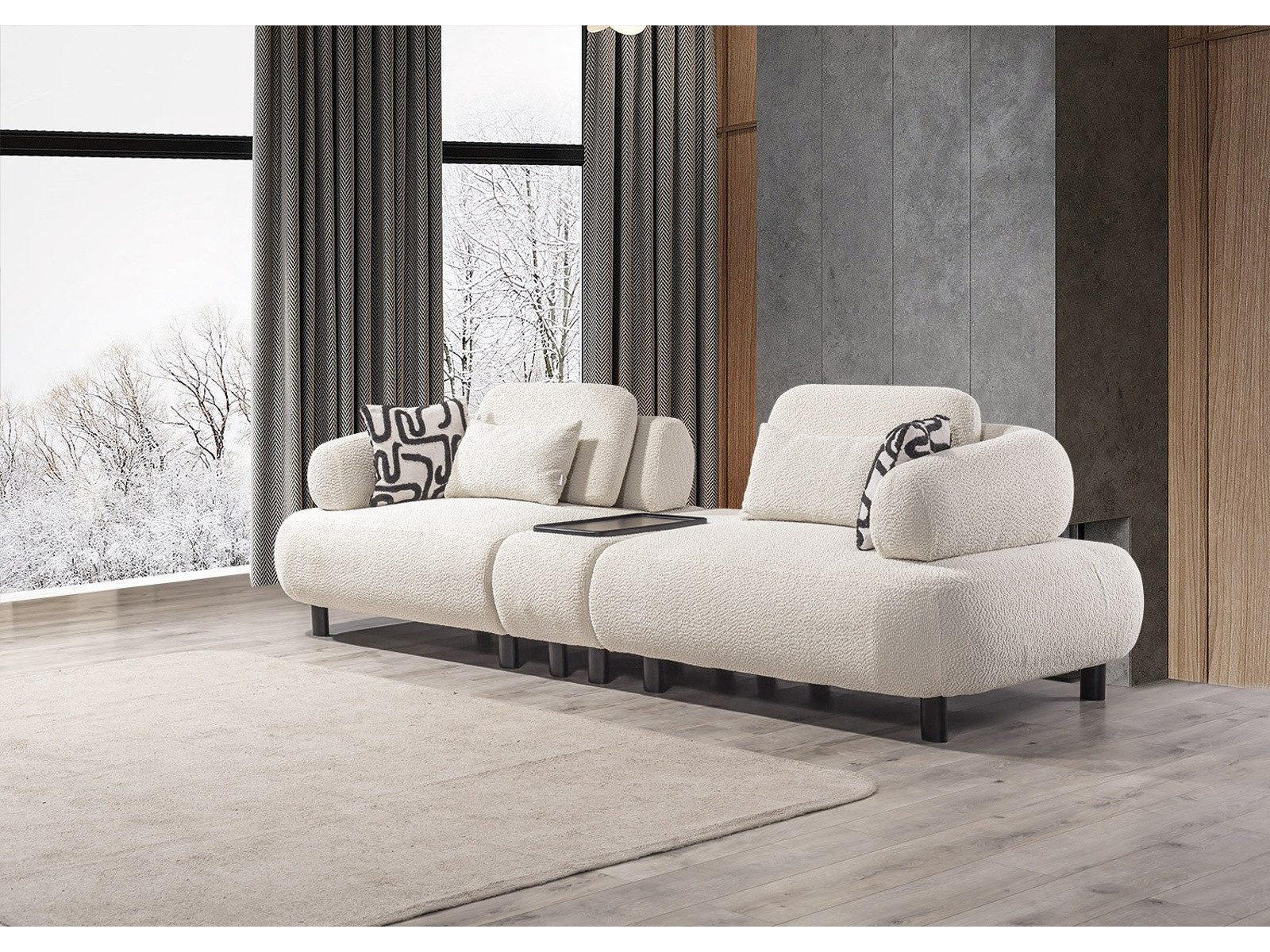 Villa Möbel Sofa Barcelona, 4-Sitzer 1 Teile, mit Relax-/Bettfunktion durch verstellbare Rückenlehne