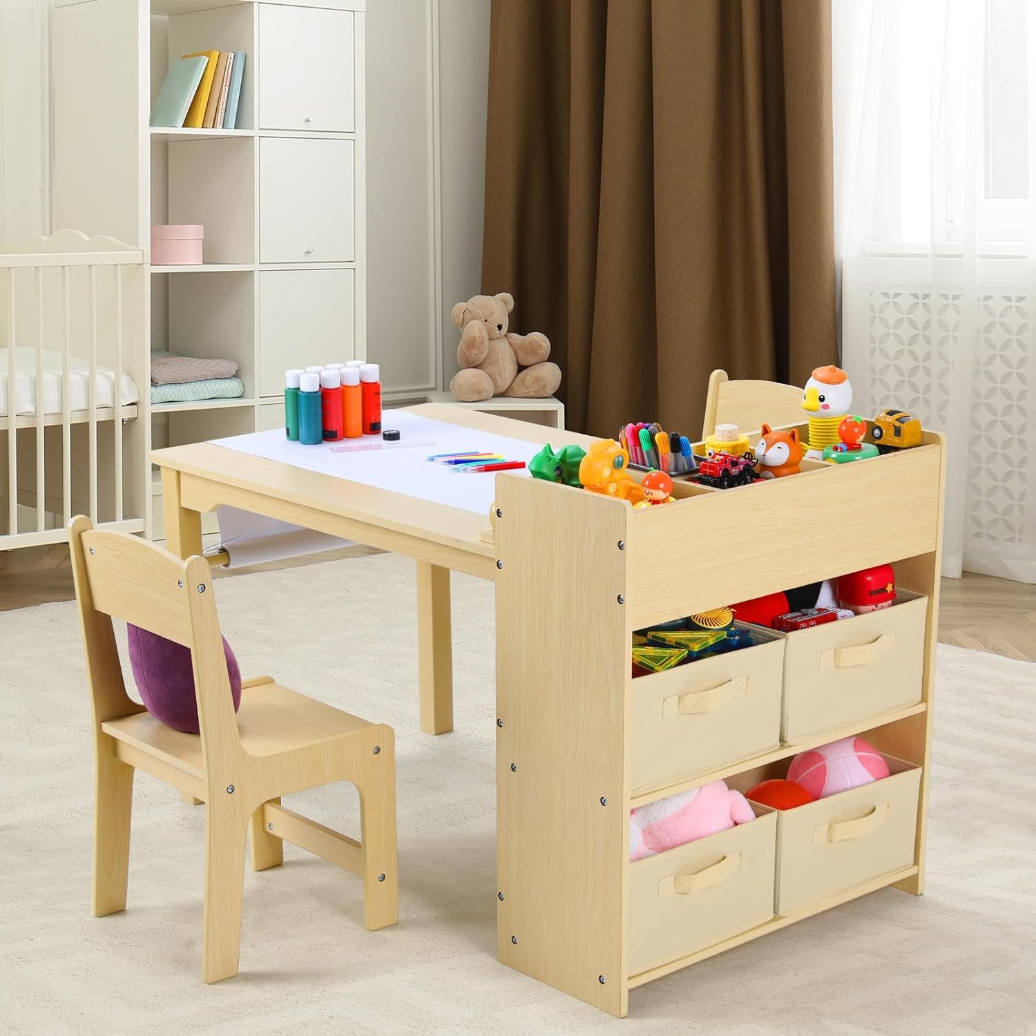 TLGREEN Kindertisch Zeichentisch mit 2 Stühlen günstig online kaufen