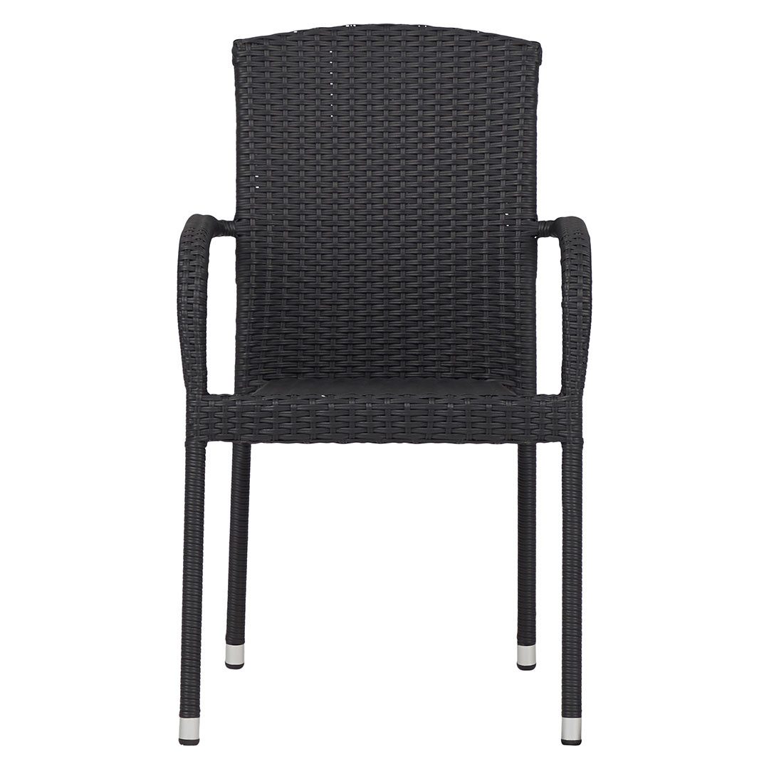 Schou Gartenstuhl Anita Gartenstuhl Polyrattan stapelbar schwarz.