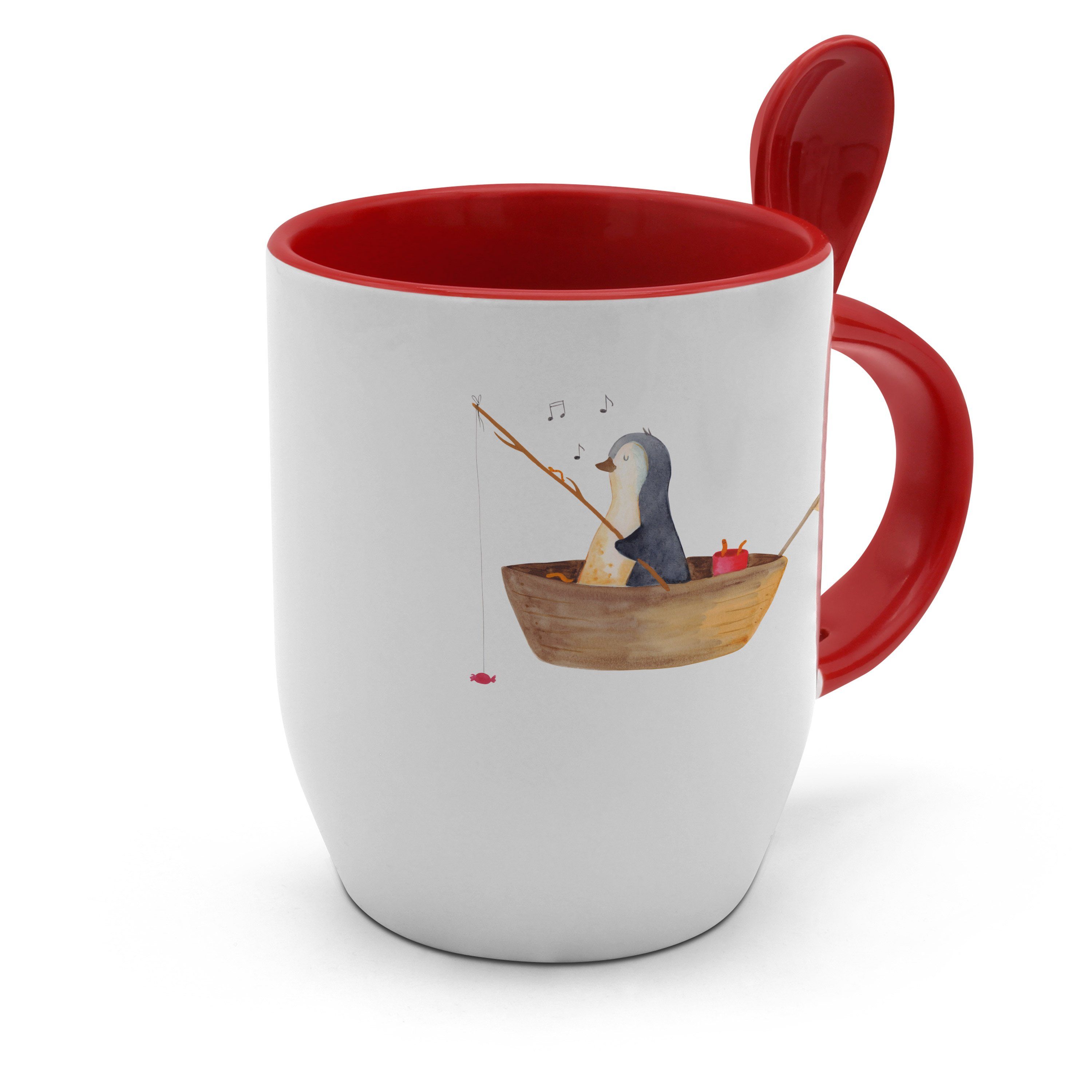 Keramik Panda Tasse Weiß Löffel, Angelboot mit Mr. - mit Pinguin Mrs. Tasse Spru, Tasse Geschenk, & -