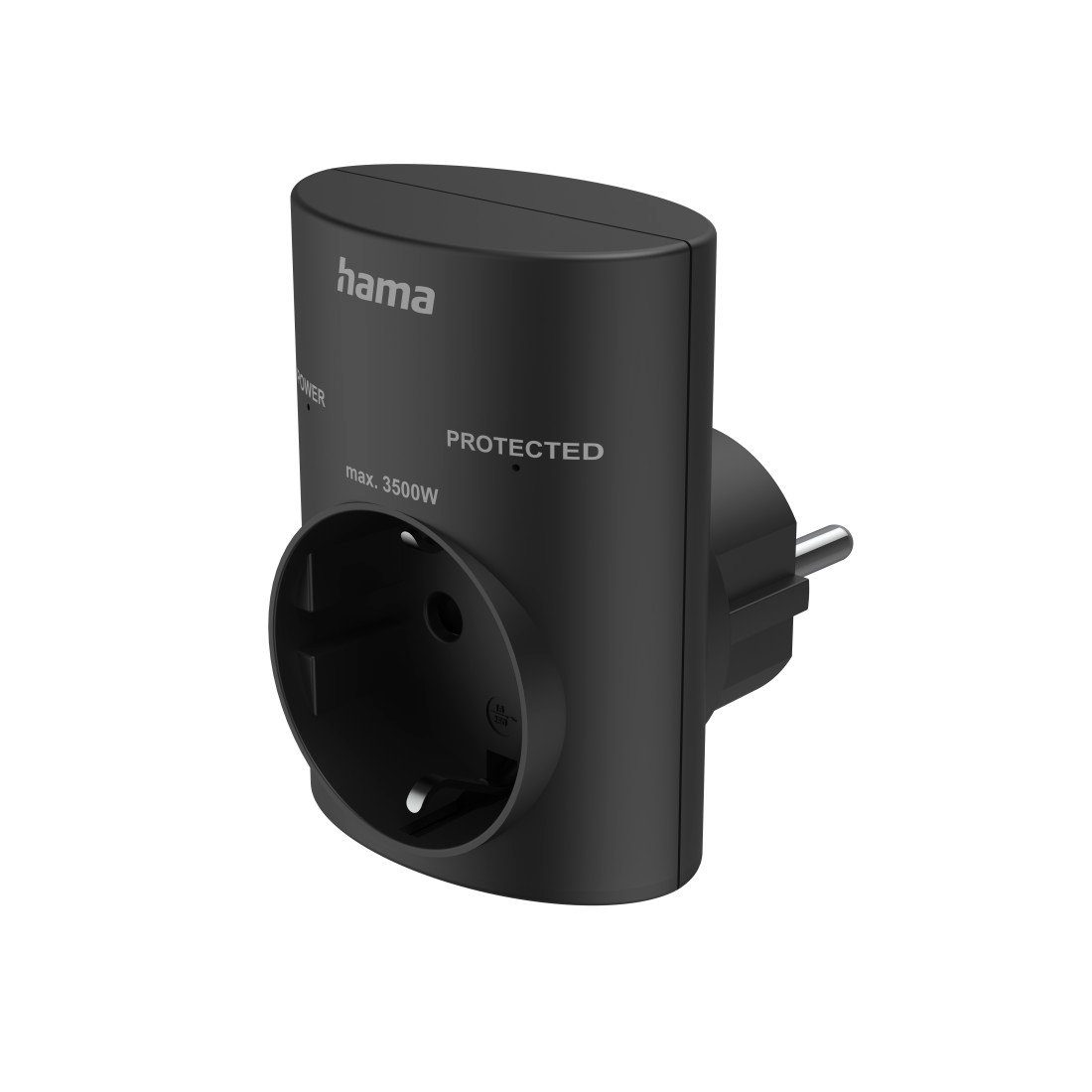 Hama Steckdosenadapter mit Schutzkontakt, Überspannungsschutz, 3680 W, 16 A Stromadapter Typ F (Schuko) zu Typ C (Eurostecker)