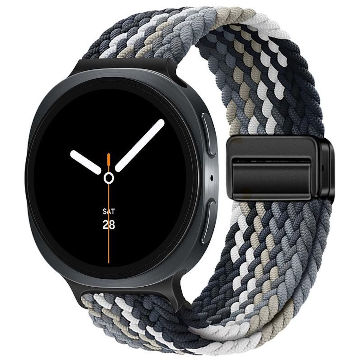 Wigento Smartwatch-Armband Magnetverschluss Nylon für Samsung Galaxy Watch 9 / 8 / 8 Classic Loop, Atmungsaktiv, verstellbar, magnetisch