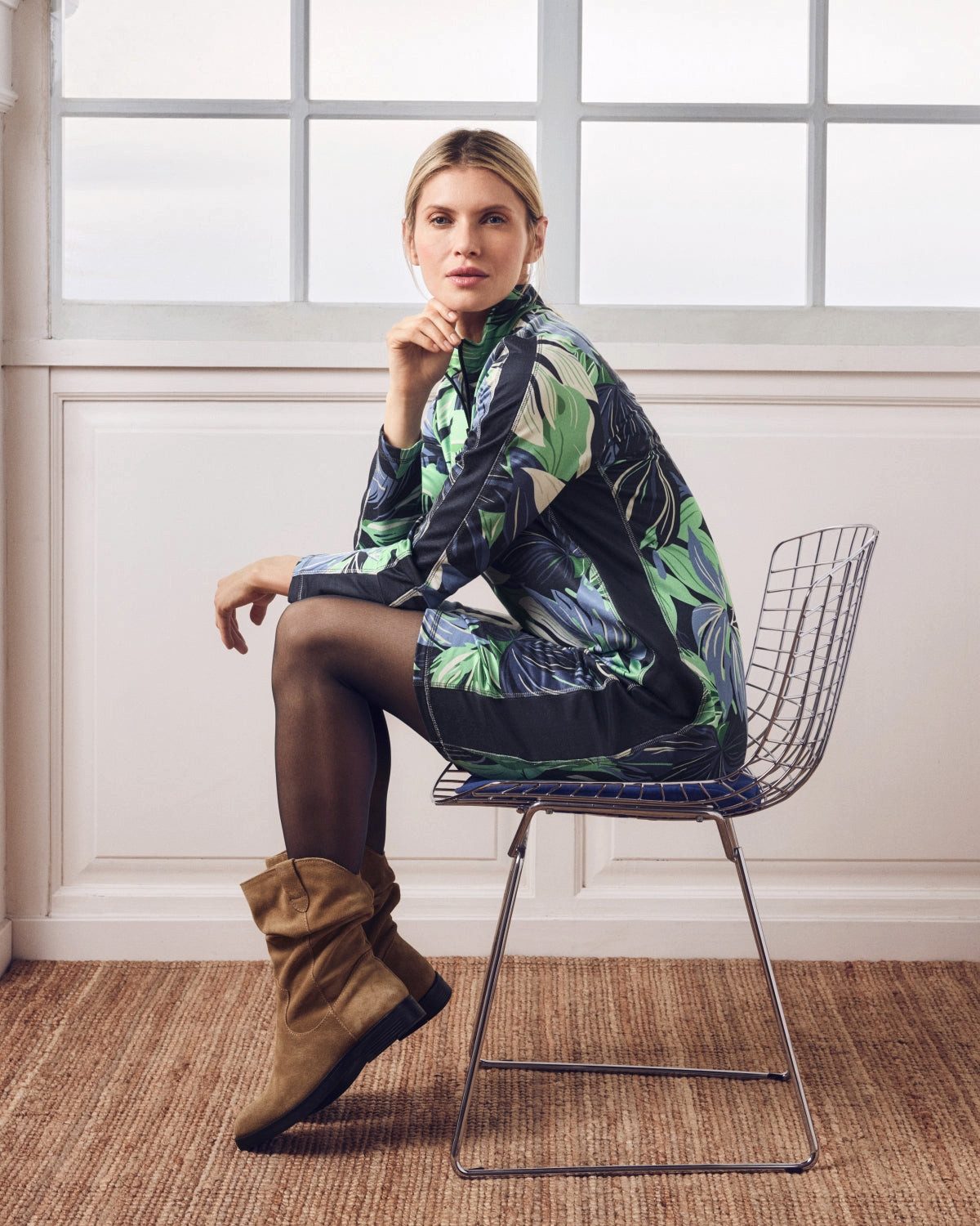 Hajo Sweatkleid Sweatkleid Blätterdruck günstig online kaufen