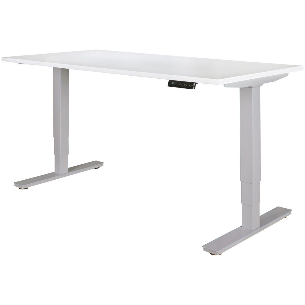 Memory Funktion Schreibtisch, Lomadox silber mit 182/128/70cm Gestell