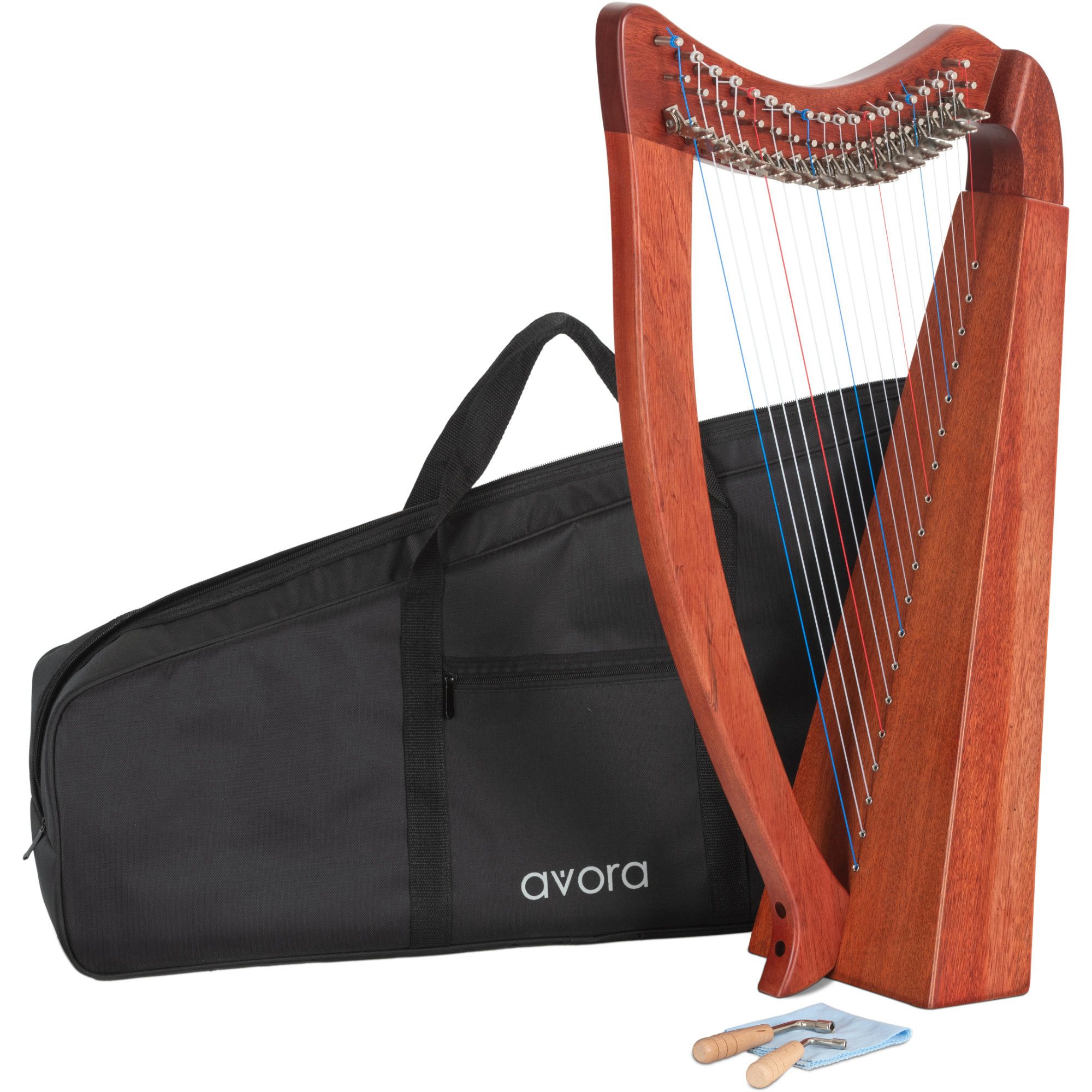 avora Konzertgitarre Avora Keltische Harfe Mahogany 19 Saiten, Inkl. Tasche und 2 Stimmschlüssel, Diatonische Stimmung in Es-Dur, mit Feinstimmern & Hakenmechanik