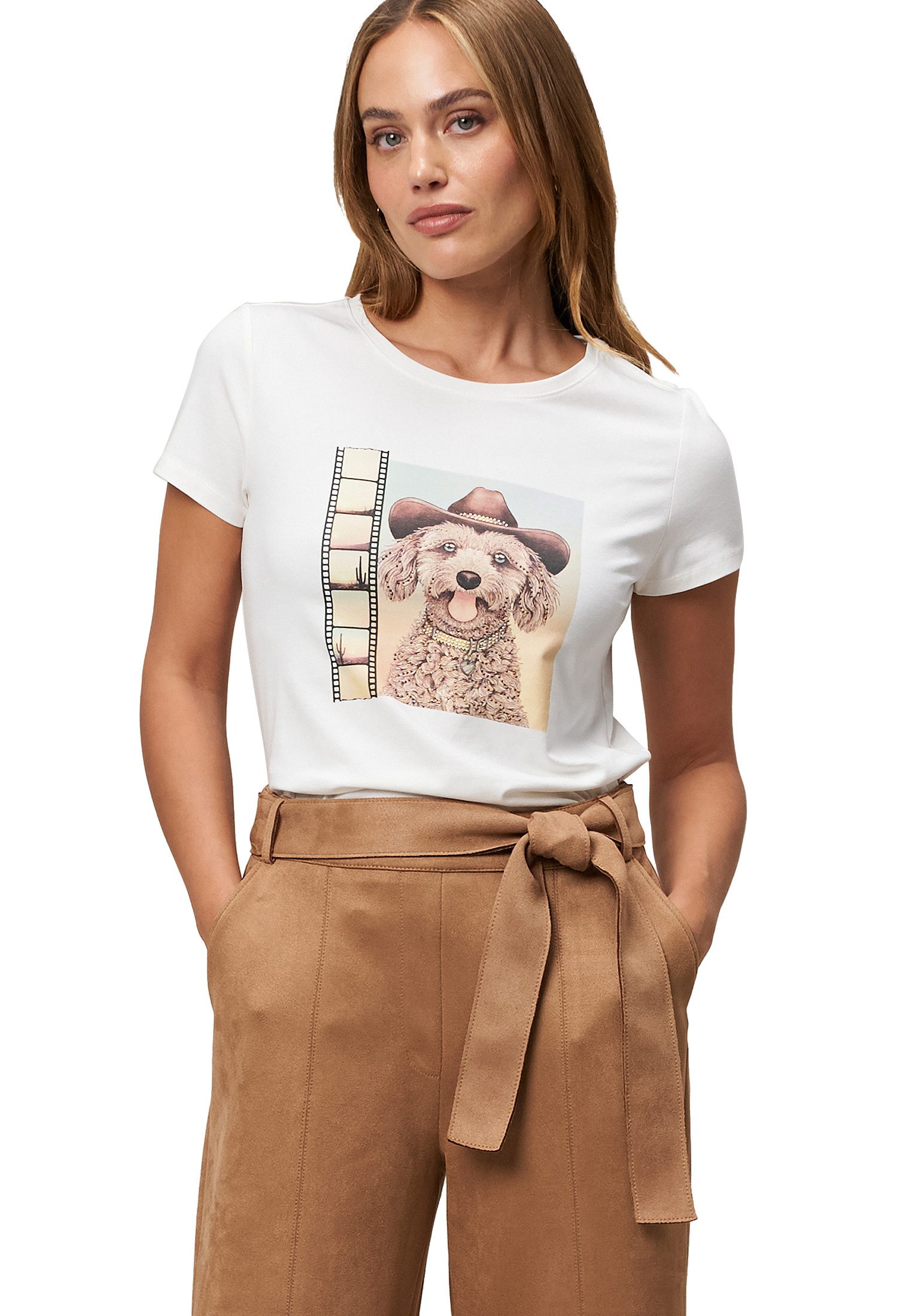 Zero Kurzarmshirt Damen T-Shirt mit Hundemotiv (1-tlg) Plain/ohne Details günstig online kaufen