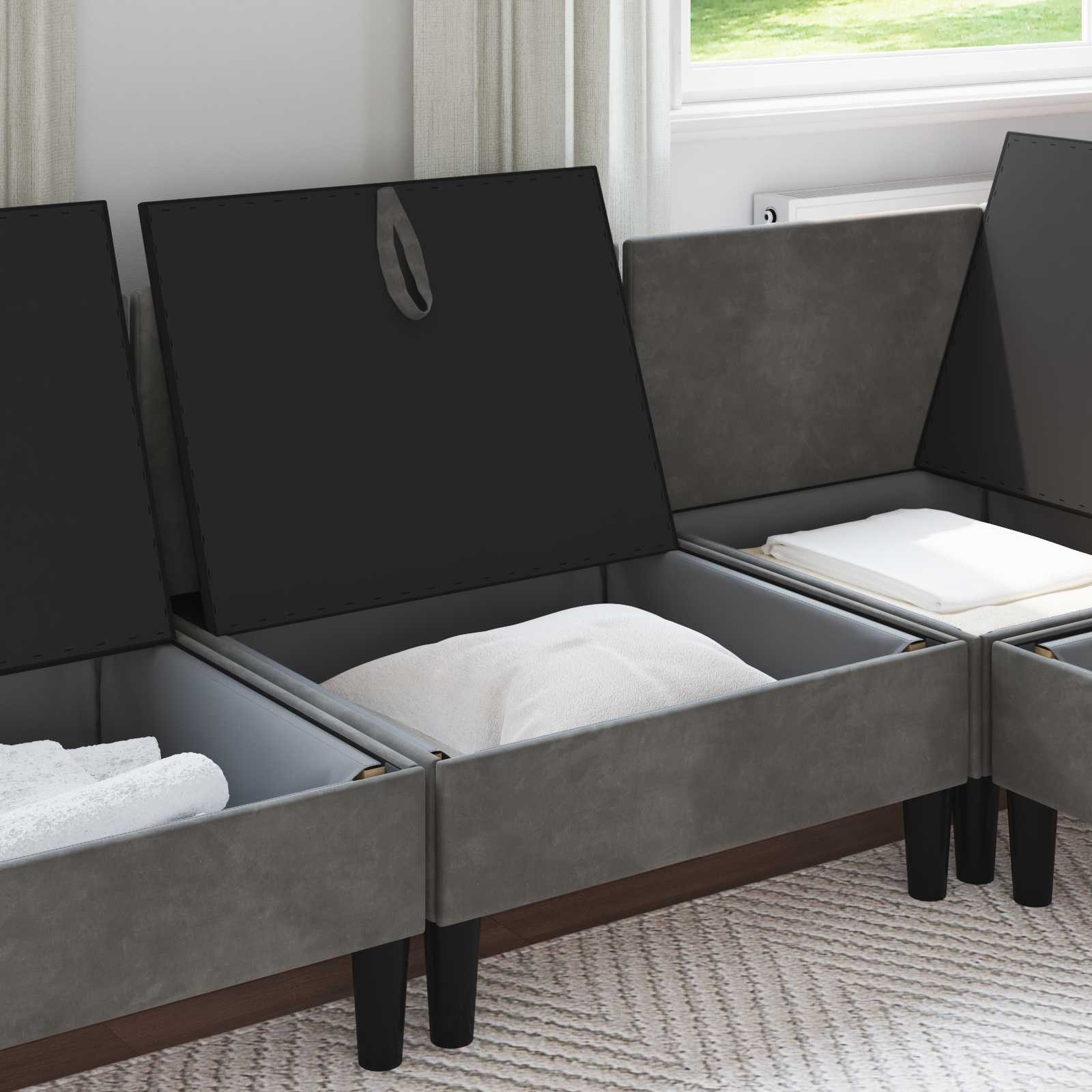 vidaXL Sofa Mittels Sofa mit Stauraum Dunkelgrau Samt, 1 Teile