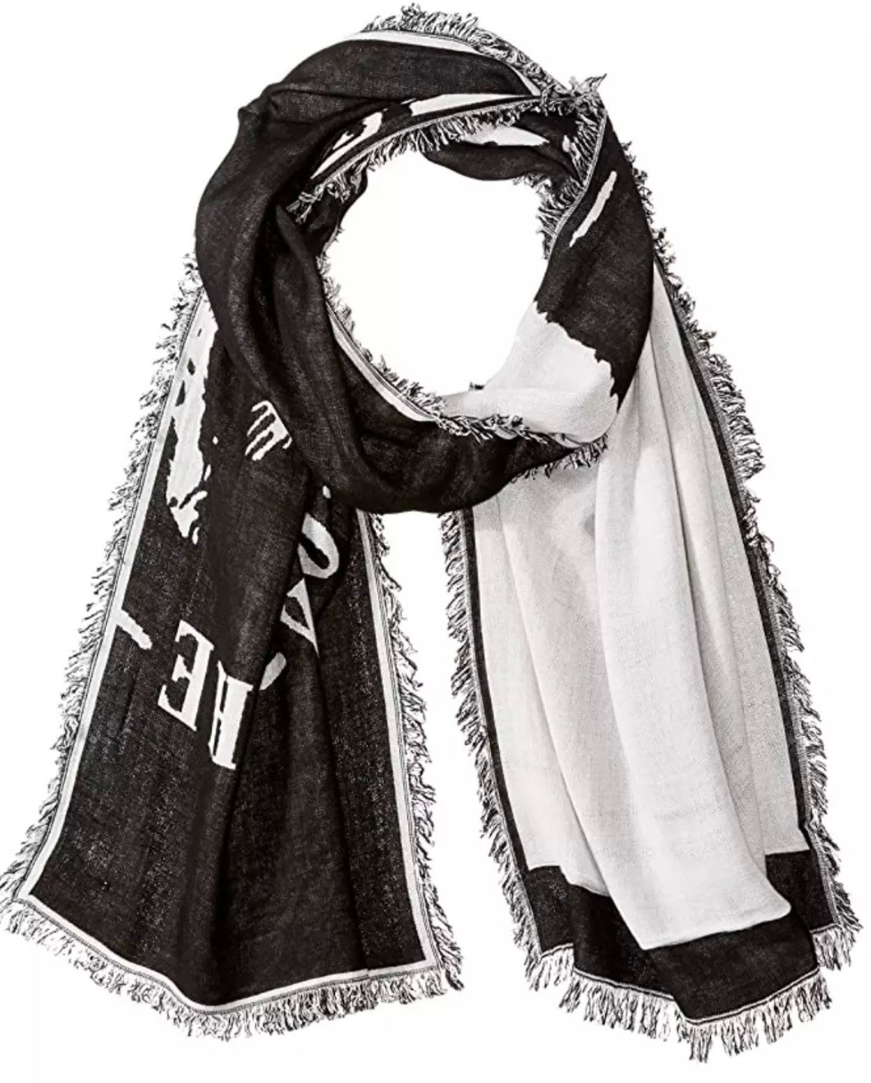 Diesel Strickschal Salfindian Schal Stola mit Skull Logo, Fransen, kontrastreiches Design, großer Logo-Print