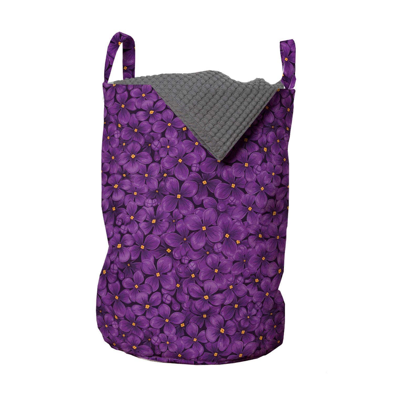 Abakuhaus Wäschesäckchen Wäschekorb mit Griffen Kordelzugverschluss für Waschsalons, Blumen Blooming Lilac Zusammensetzung
