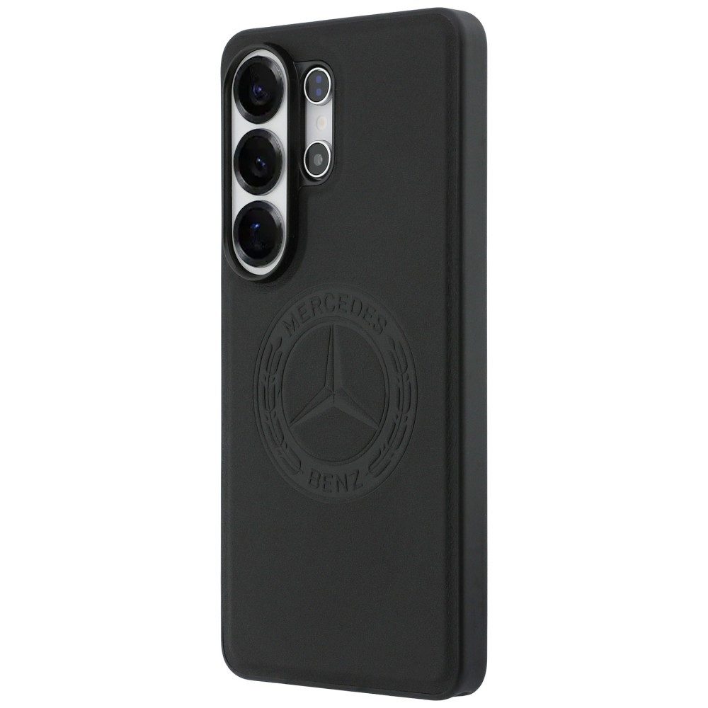Mercedes Benz Handyhülle MagSafe Hülle Vintage Galaxy S26 Ultra Echtleder schwarz Logo geprägt 6,9 Zoll, Kantenschutz
