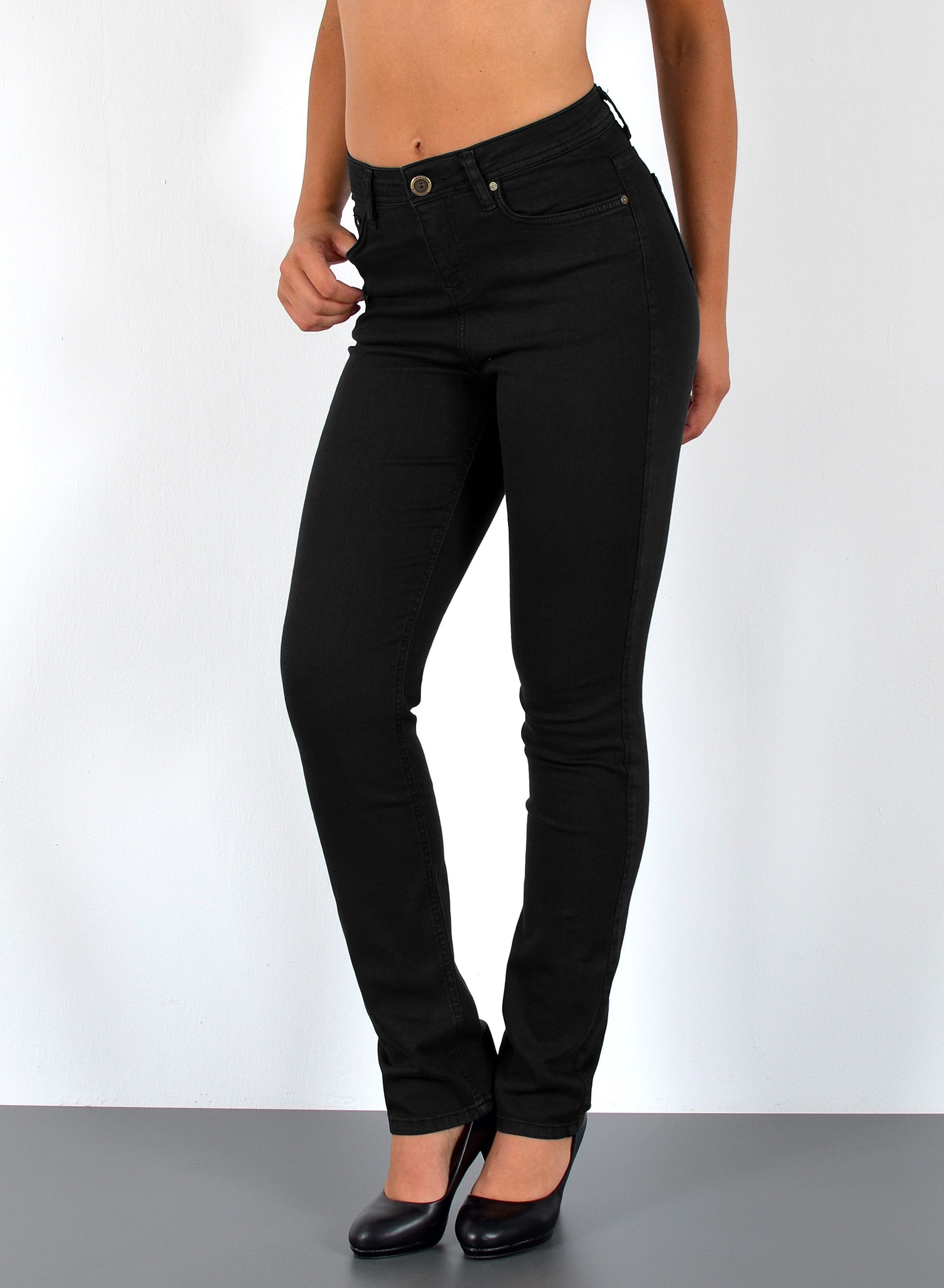 ESRA Straight-Jeans Stretch Jeans Straight Fit Damen Regular Hose High Wais günstig online kaufen