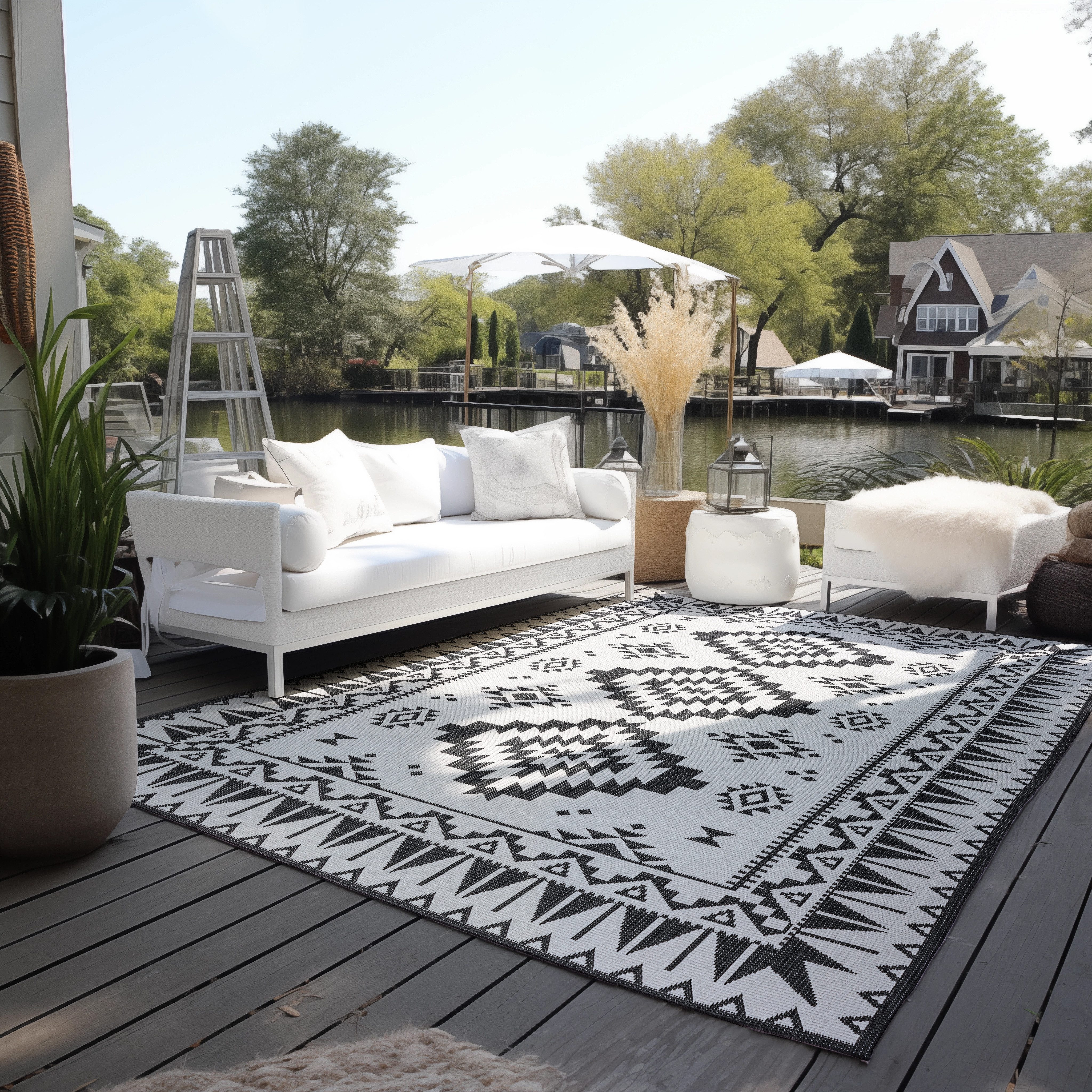 ELLE DECORATION Teppich Dynamic, Wendeteppich, rechteckig, Höhe: 5 mm, Flachgewebe, In-& Outdoor, Modern, wendbar, Balkon, Wohnzimmer, Außen