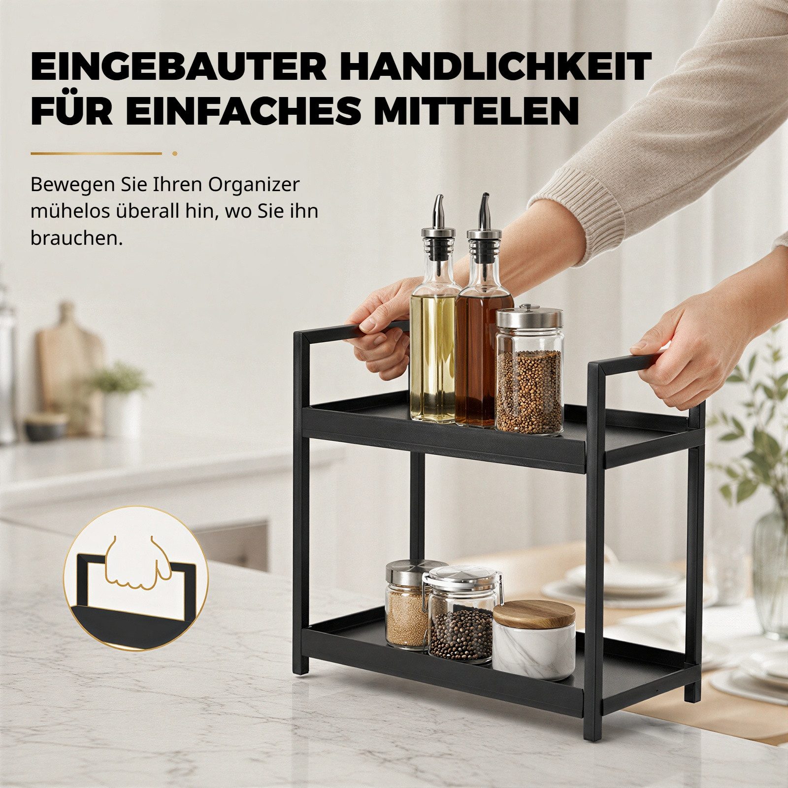BlingBin Küchenregal 2 Etagen Gewürzregal Stehend, Badezimmer Organizer, 30x17x30cm, 1er Set 1-tlg., Schreibtisch Organizer Regal Für Schlafzimmer Badezimmer Kü – Bild 4 von 5
