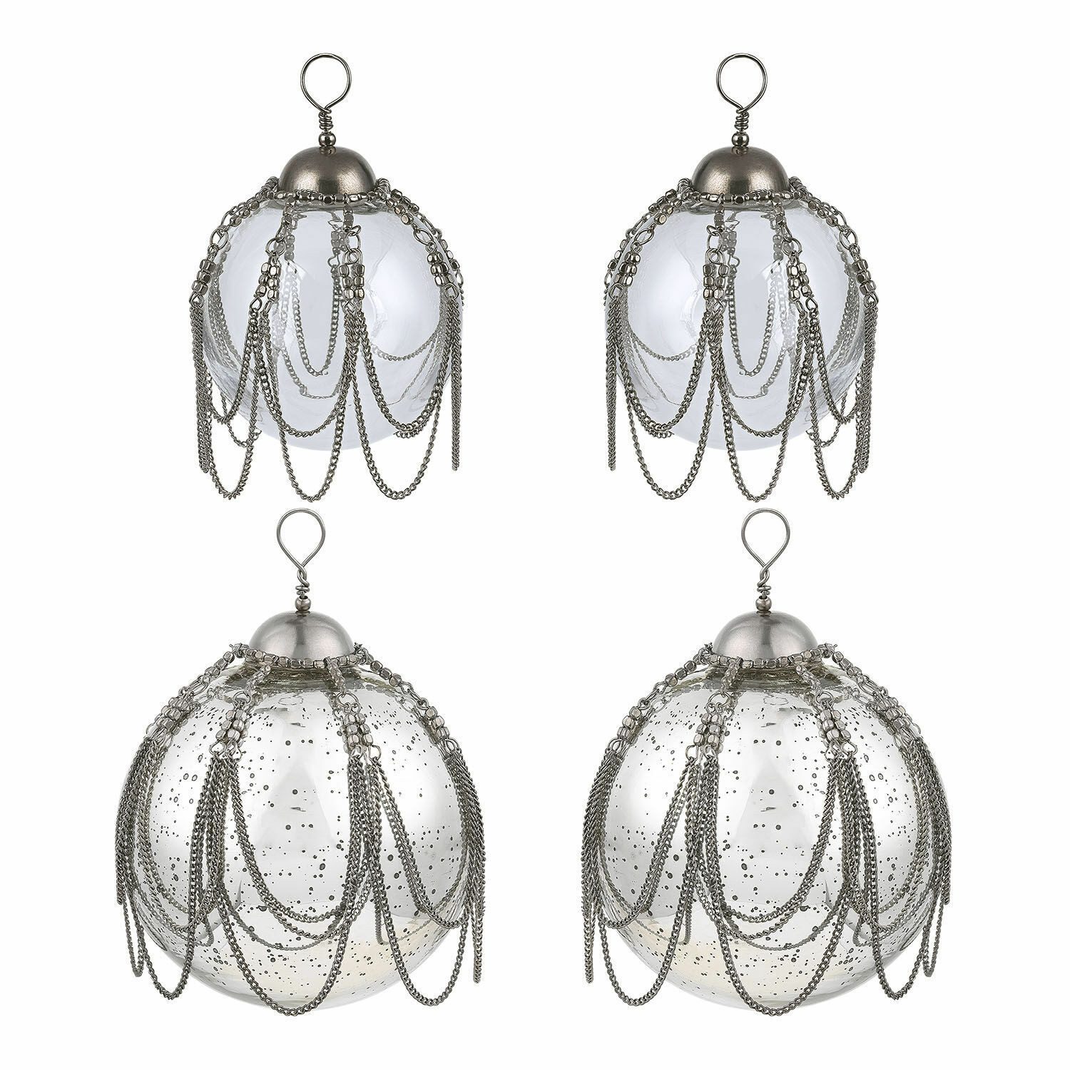 Christbaumschmuck Weihnachtskugel 4er Set Parelle antiksilber