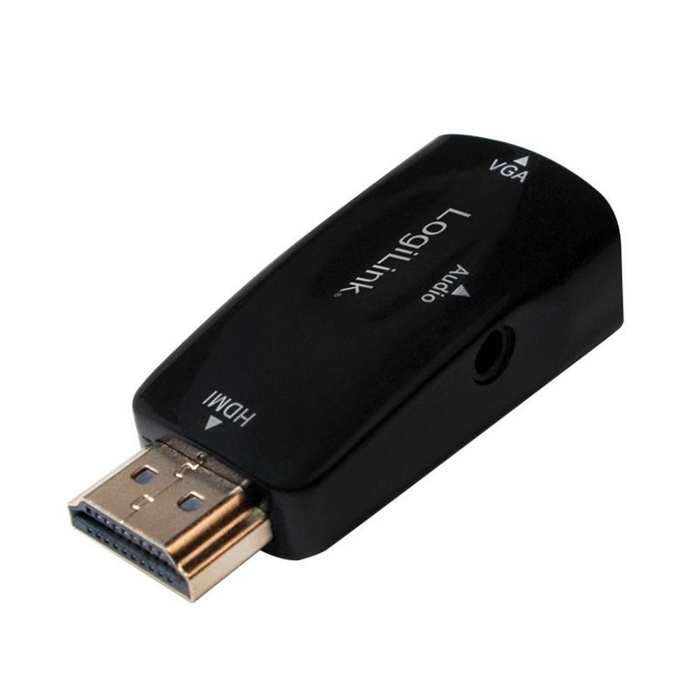 LogiLink CV0107 HDMI-Adapter, HDMI zu VGA Konverter Video- und Audiosignale Wandler schwarz