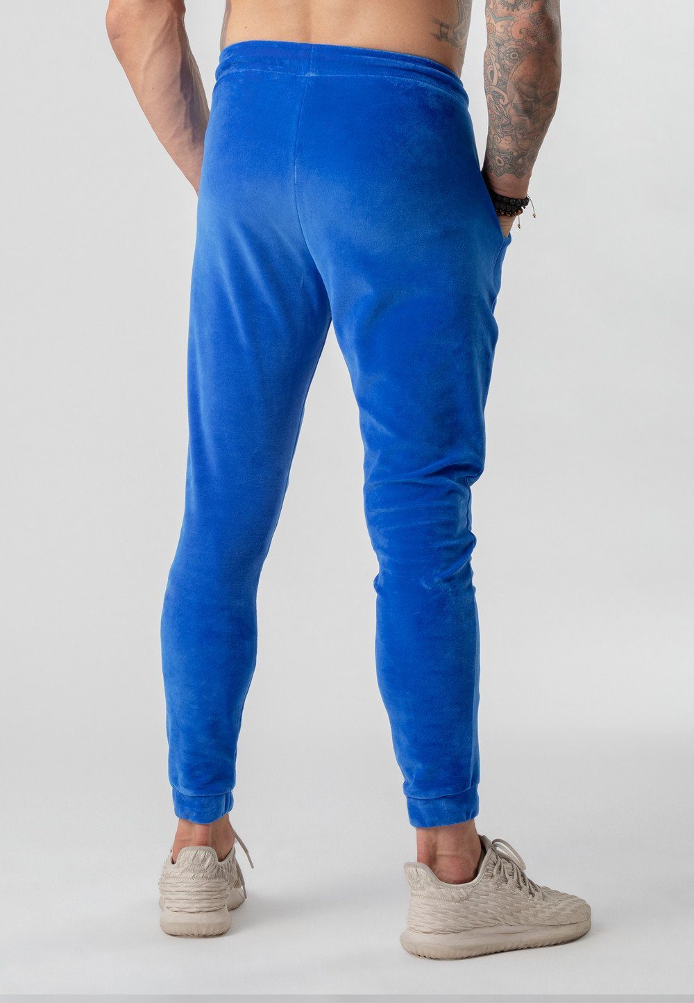 TRES Sweatpants Weiche Homewear Herren Blau AMIGOS Velours-Pants,