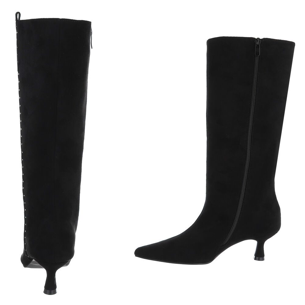 Ital-Design Elegante Damen-Stiefel mit Stiletto und Details Stiefel (90503080) Pfennig-/Stilettoabsatz Stiefel in Schwarz