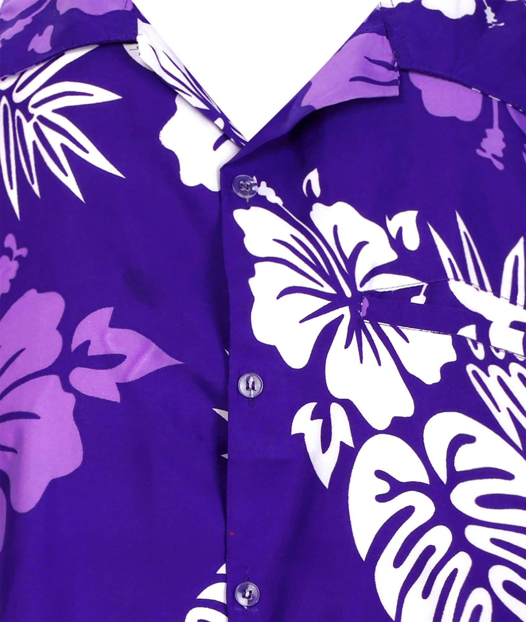 King Kameha Hawaiihemd "Mono Hibiscus" Funky Hawaii-Hemd Herren Kurzarm Front-Tasche Stylish