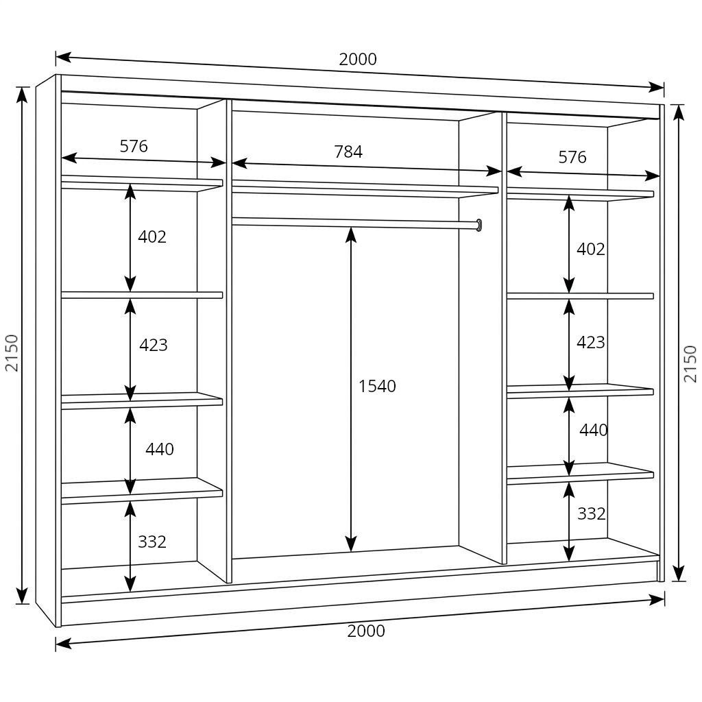 A&J MöbelLand GmbH Schiebetürenschrank BELANO – Moderner Kleiderschrank mit Schiebetüren (Die perfekte Kombination aus modernem Design, hoher Funktionalität und – Bild 4 von 5