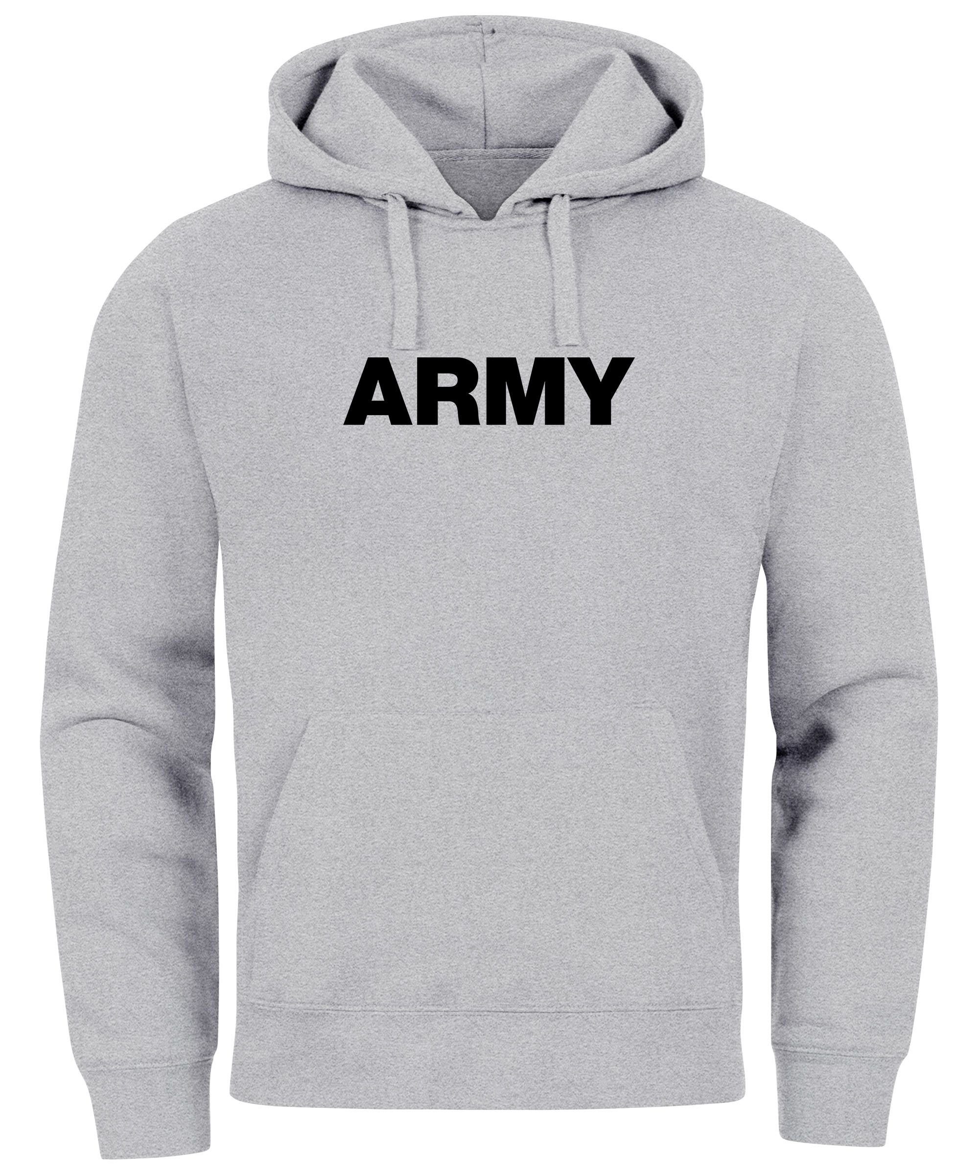 Army Herren Männer Print Kapuzen-Pullover Hoodie Neverless® Aufdruck Neverless grau Hoodie