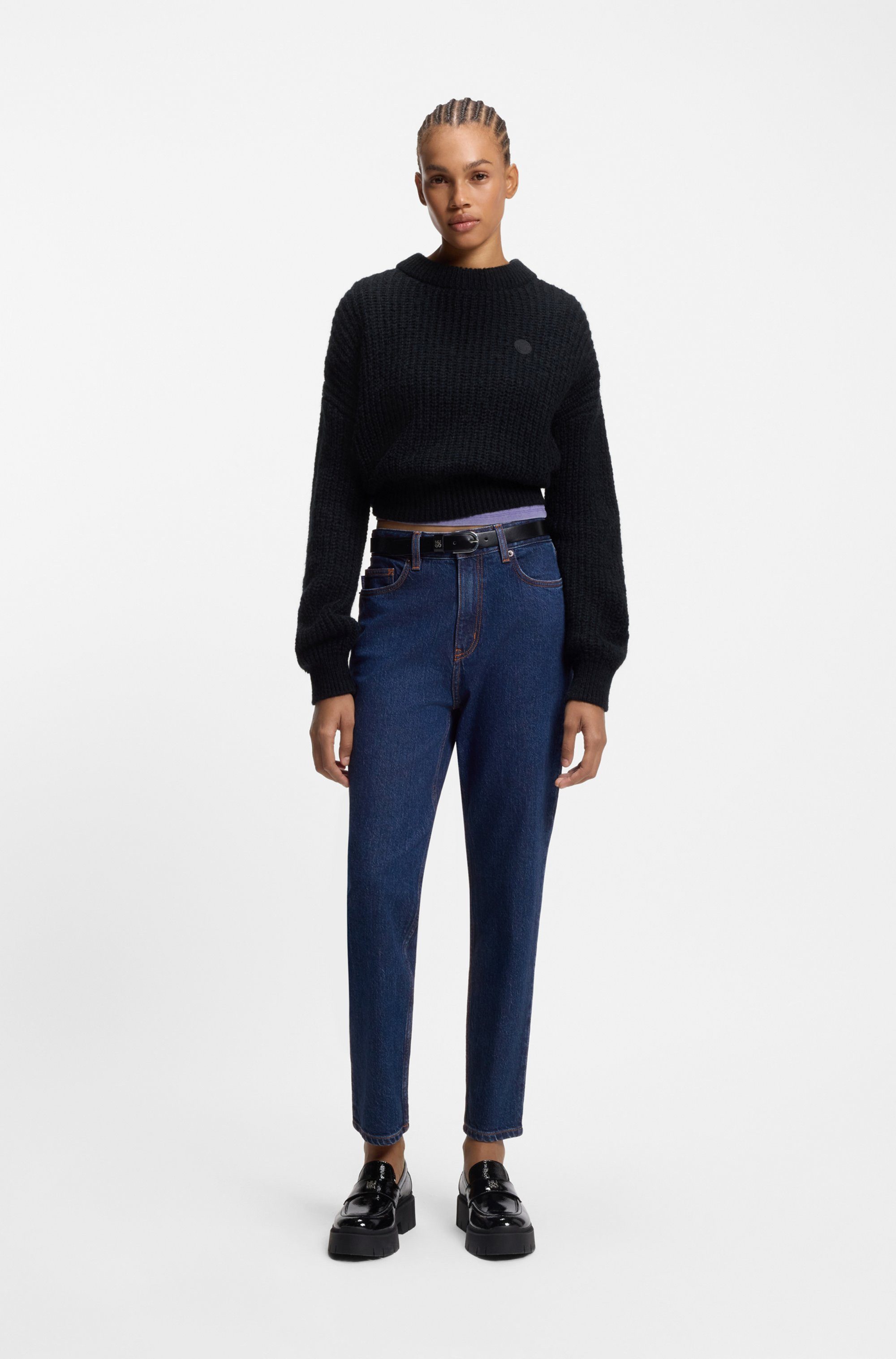 HUGO Mom-Jeans Noe Straight Fit Jeans mit hoher Leibhöhe