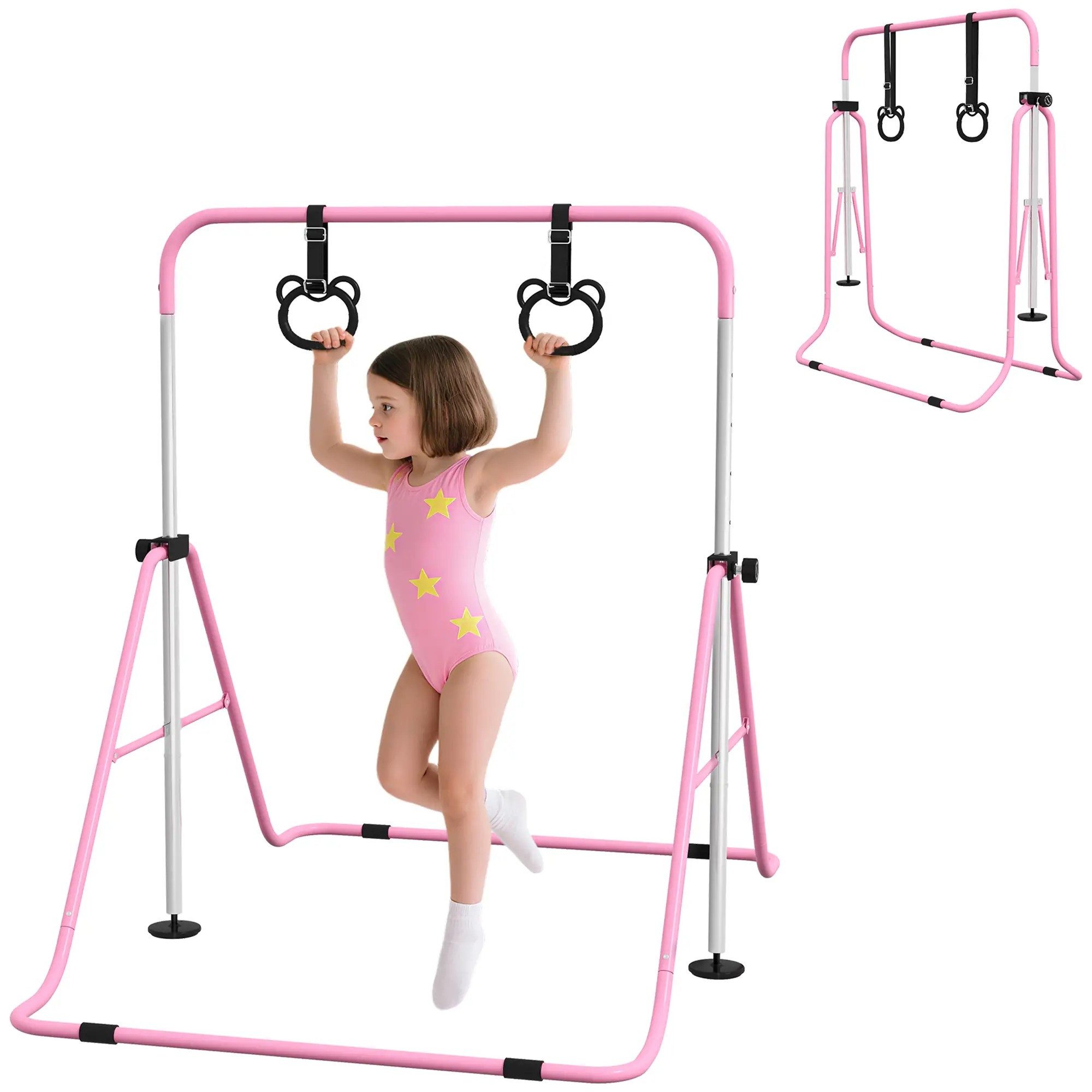 BlingBin Turnreck Kinder Gymnastik Turnreck 5-stufige höhenverstellbar, (1 Stück, 1-St., 148cm x 105cm x 128cm), Reck und Ringe, geeignet für die Installation in Innenräumen