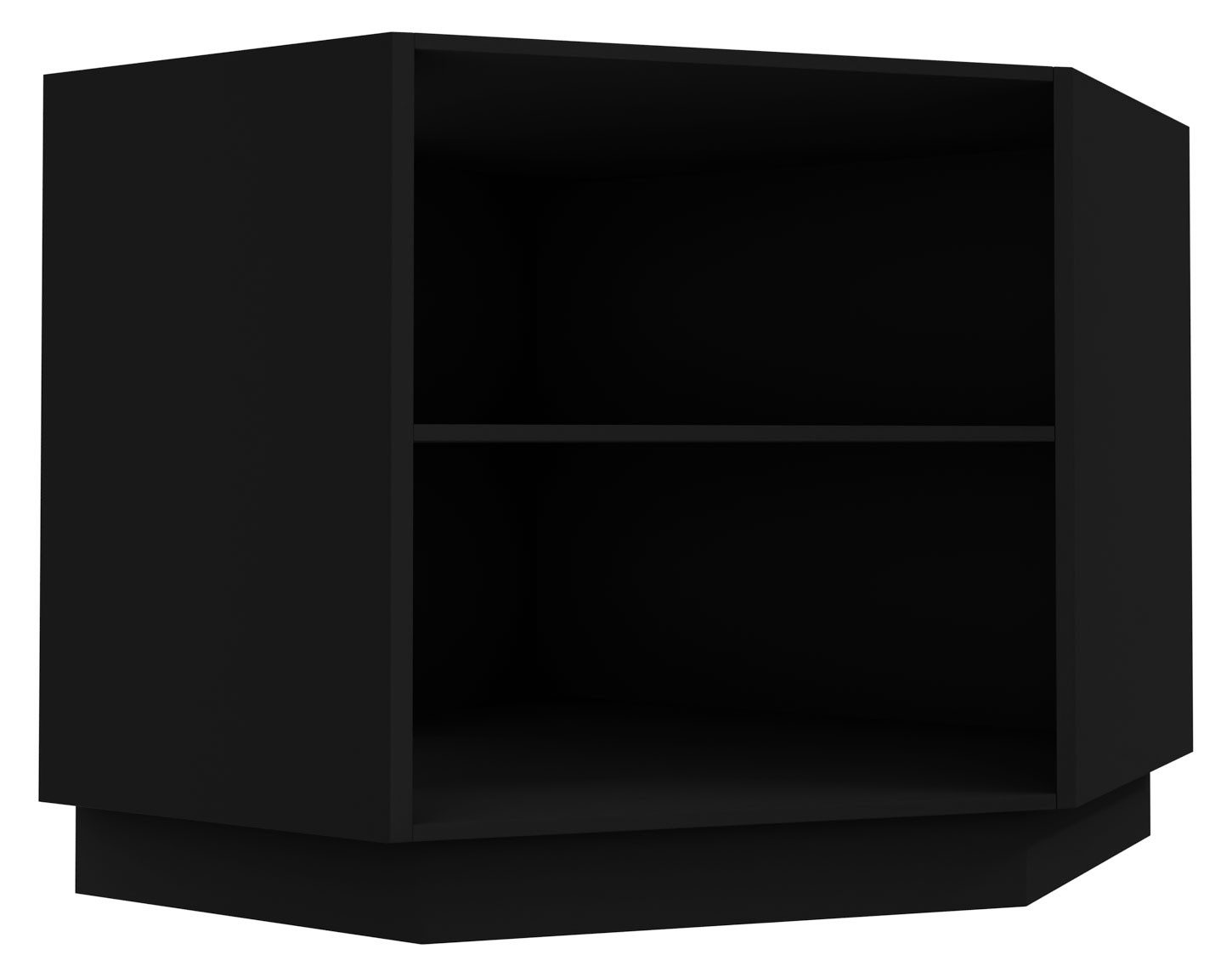 Feldmann-Wohnen Eckschrank Kvantum (Türscharniere mit Soft-Close-Funktion, 1-St., Fronten mit dekorativen Fräsungen und leicht abgerundeten Ecken) 90x50x82cm schwarz - vanille matt (Q-D12R/90)