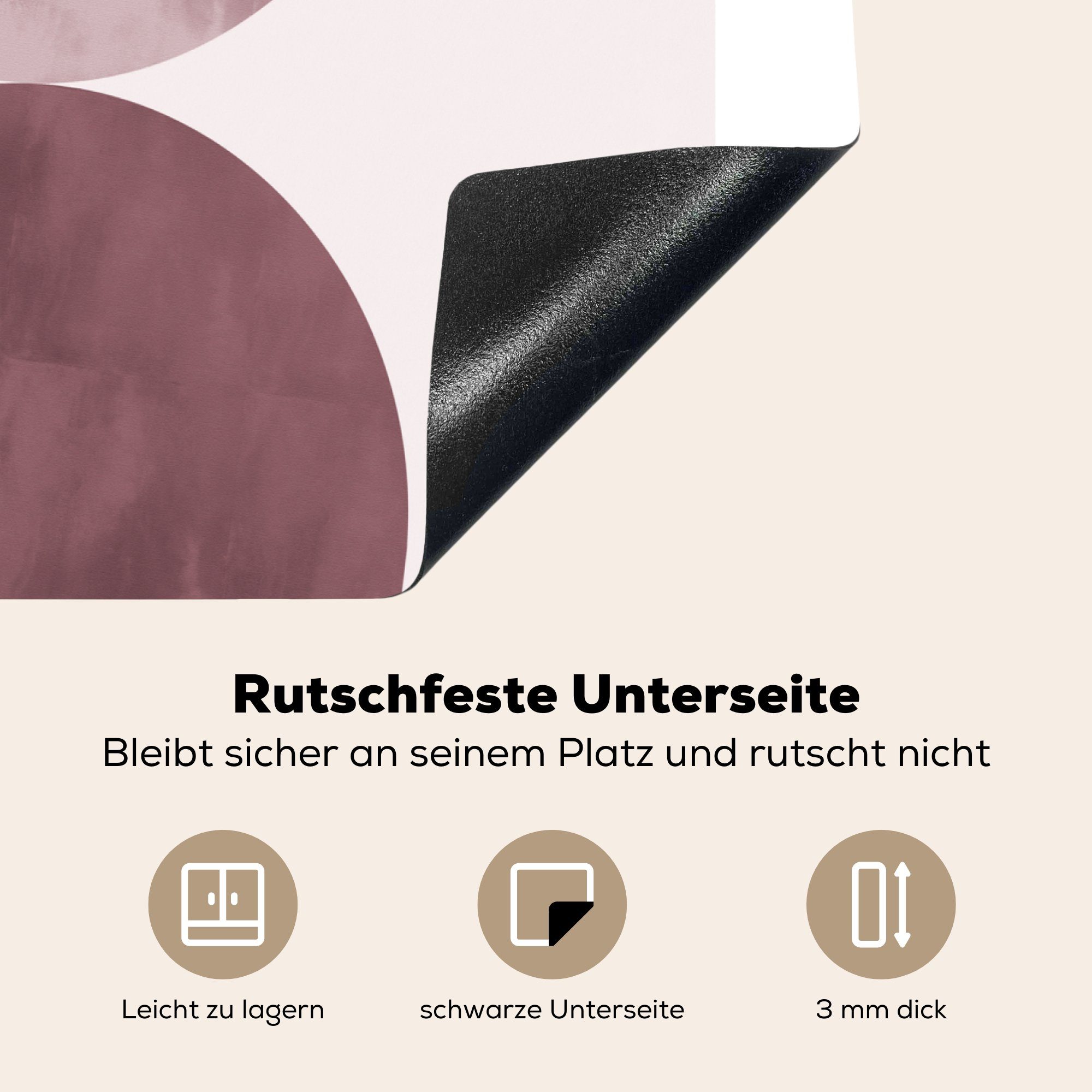 - Rosa, - Mobile Herdblende-/Abdeckplatte Arbeitsfläche tlg), Abstrakt Ceranfeldabdeckung Formen (1 Vinyl, nutzbar, - 60x52 cm, MuchoWow Pastell