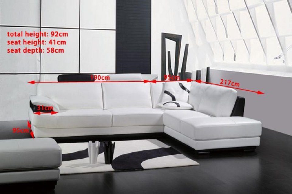 L Eckcouch JVmoebel Form, Wohnlandschaft Ecksofa Europe in Ecksofa Made Garnitur Couch Sofa