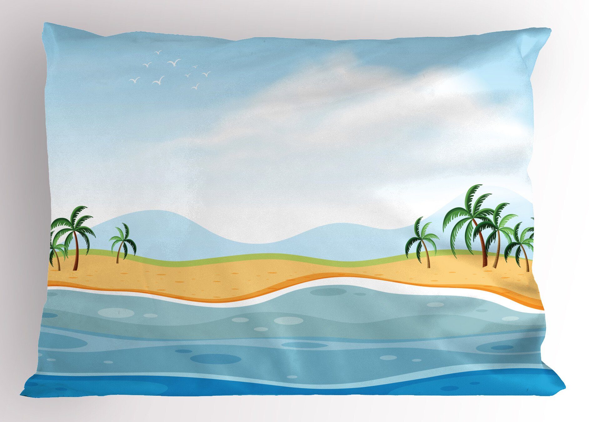 Kissenbezug, Size King Abakuhaus Standard Ocean Grafik-Strand Dekorativer Panorama Gedruckter Kissenbezüge Stück), Palms (1