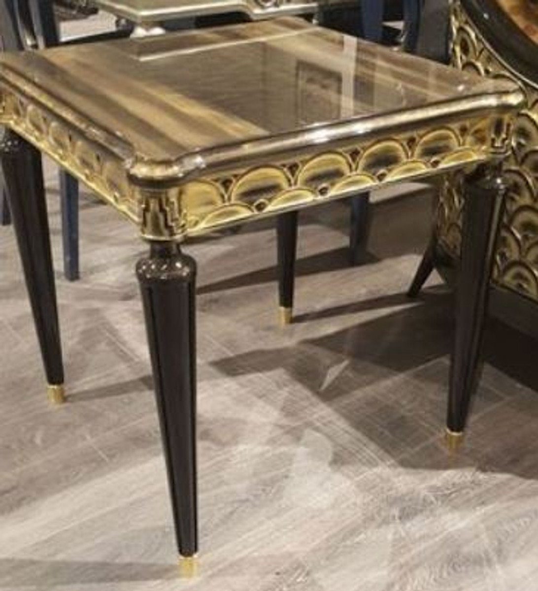 Casa Padrino Beistelltisch Luxus Barock Beistelltisch Schwarz / Gold 65 x 65 x H. 60 cm - Prunkvoller Massivholz Tisch - Luxus Qualität