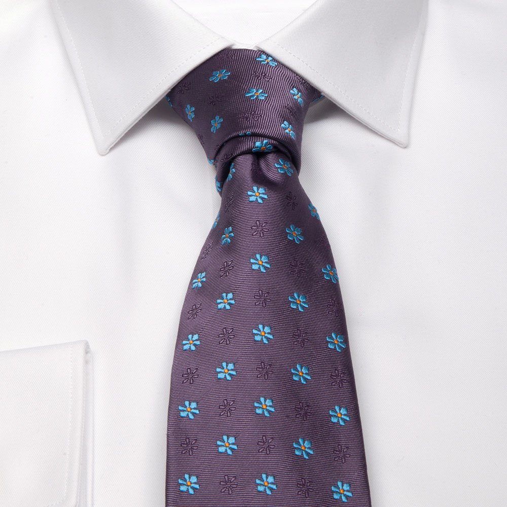 Aubergine mit BGENTS Seiden-Jacquard Krawatte Blüten-Muster Krawatte Breit (8 cm)