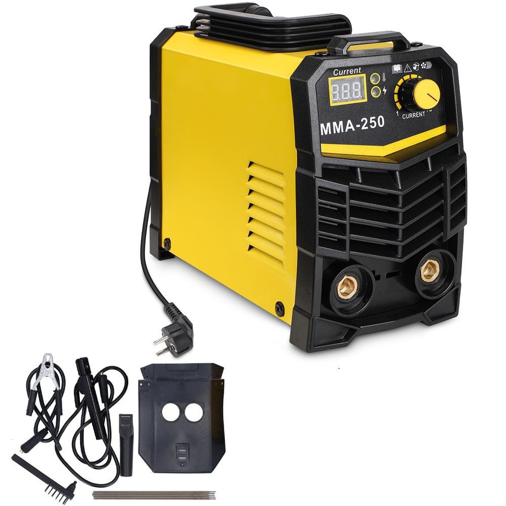 QUBEBU Fülldrahtschweißgerät Mini Inverter Schweißgerät, IGBT Inverter MIG Schweißgerät Kits, 20,00 - 250,00 A, ARC Elektro Schweißgerät Set, mit Elektrodenhalter, IGBT-Technologie, MMA/E-Hand Schweißgerät, Einsteigergerät, Kompakt & leicht.