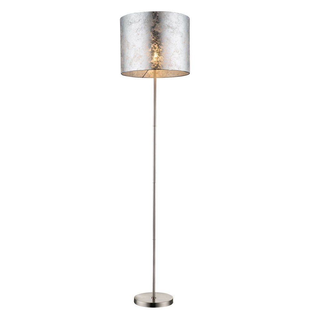 etc-shop Stehlampe, Leuchtmittel nicht inklusive, Stehleuchte Modern silber Stoffschirm Wohnzimmerleuchte stehend