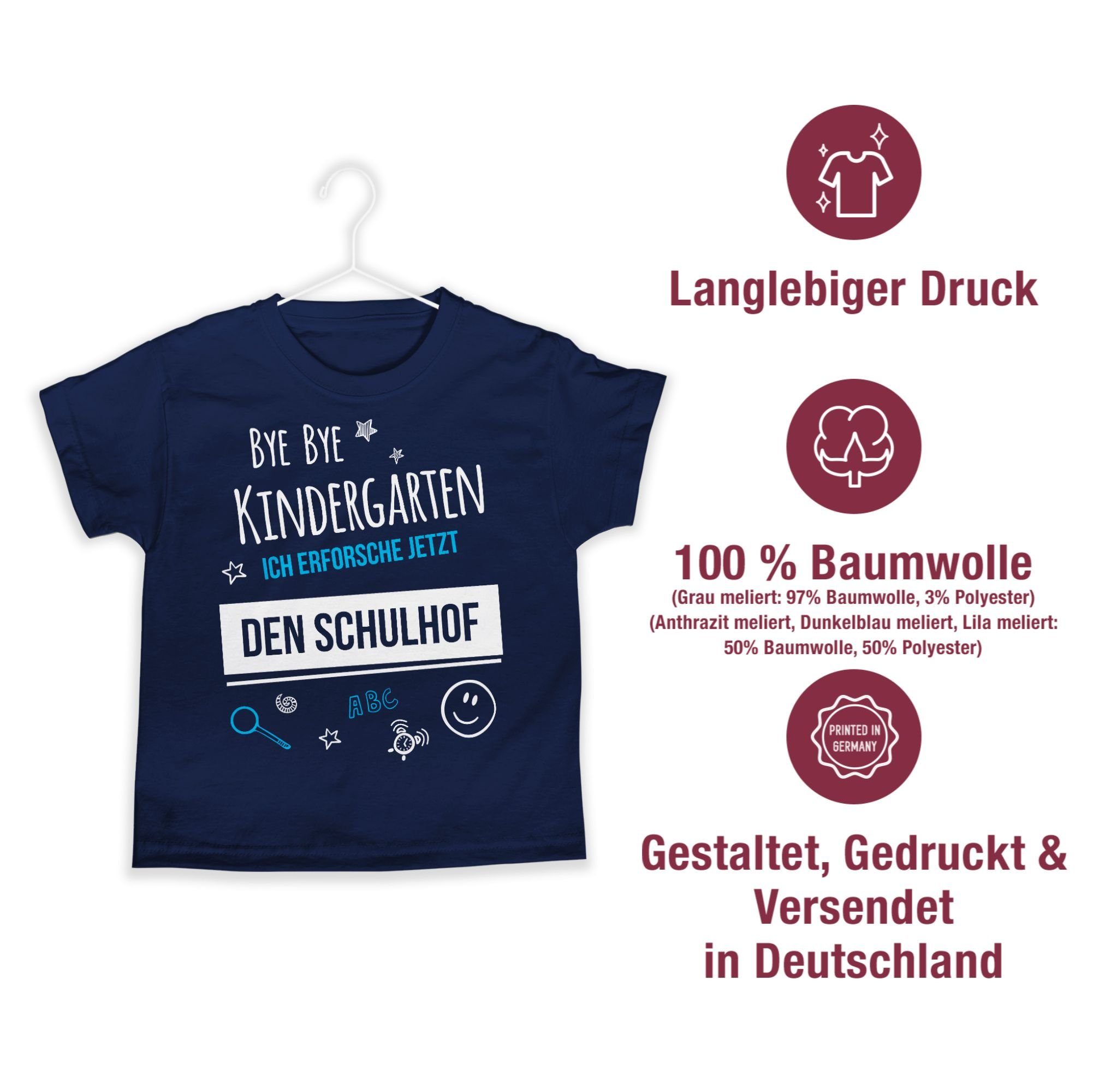 Kindergarten Shirtracer Schulanfang Dunkelblau Schulhof Junge T-Shirt 1 Geschenke Einschulung Bye Einschulung Bye