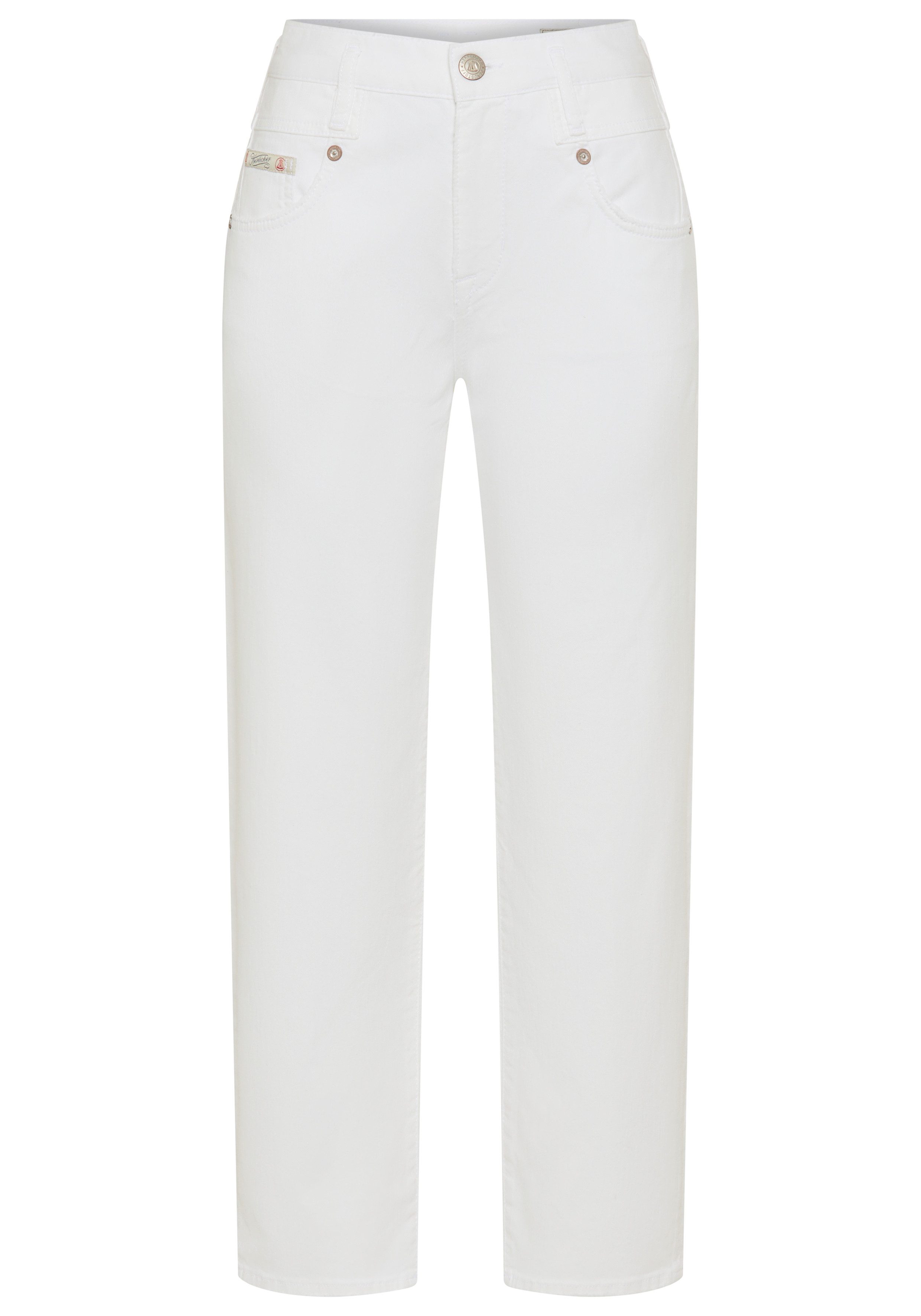 Straight-Jeans Breezy Cropped Denim White Stretch