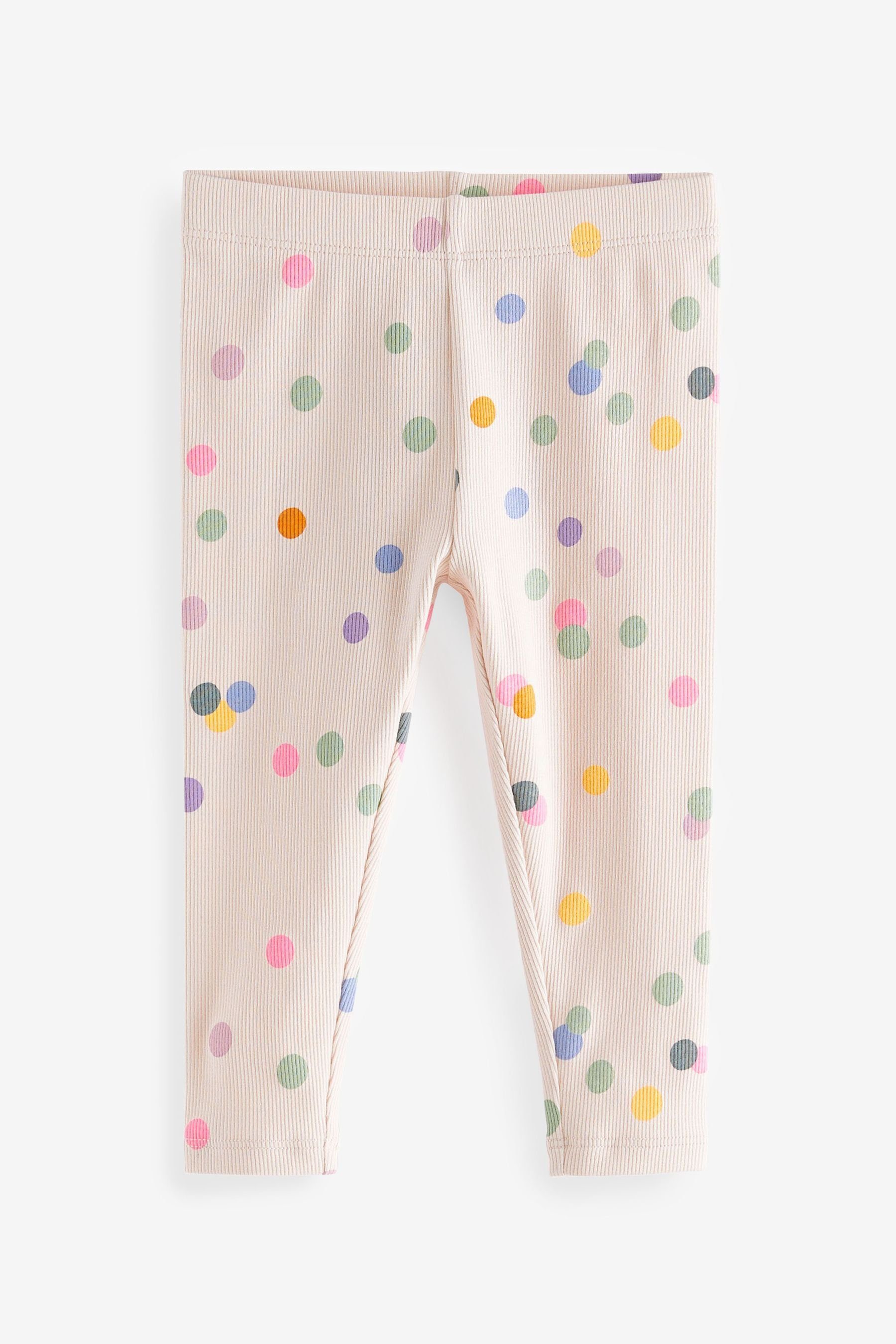 Next Leggings Gerippte Leggings Polka Rainbow (1-tlg) Dot Cream