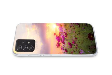MuchoWow Handyhülle Sonnenuntergang - Blumen - Rosa - Natur - Grün, Phone Case, Handyhülle Samsung Galaxy A53, Silikon, Schutzhülle