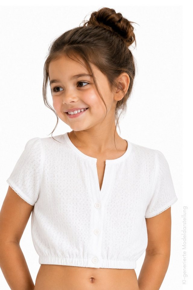 Hammerschmid Trachtenbluse Dirndlbluse Kinder - ROSI - weiß