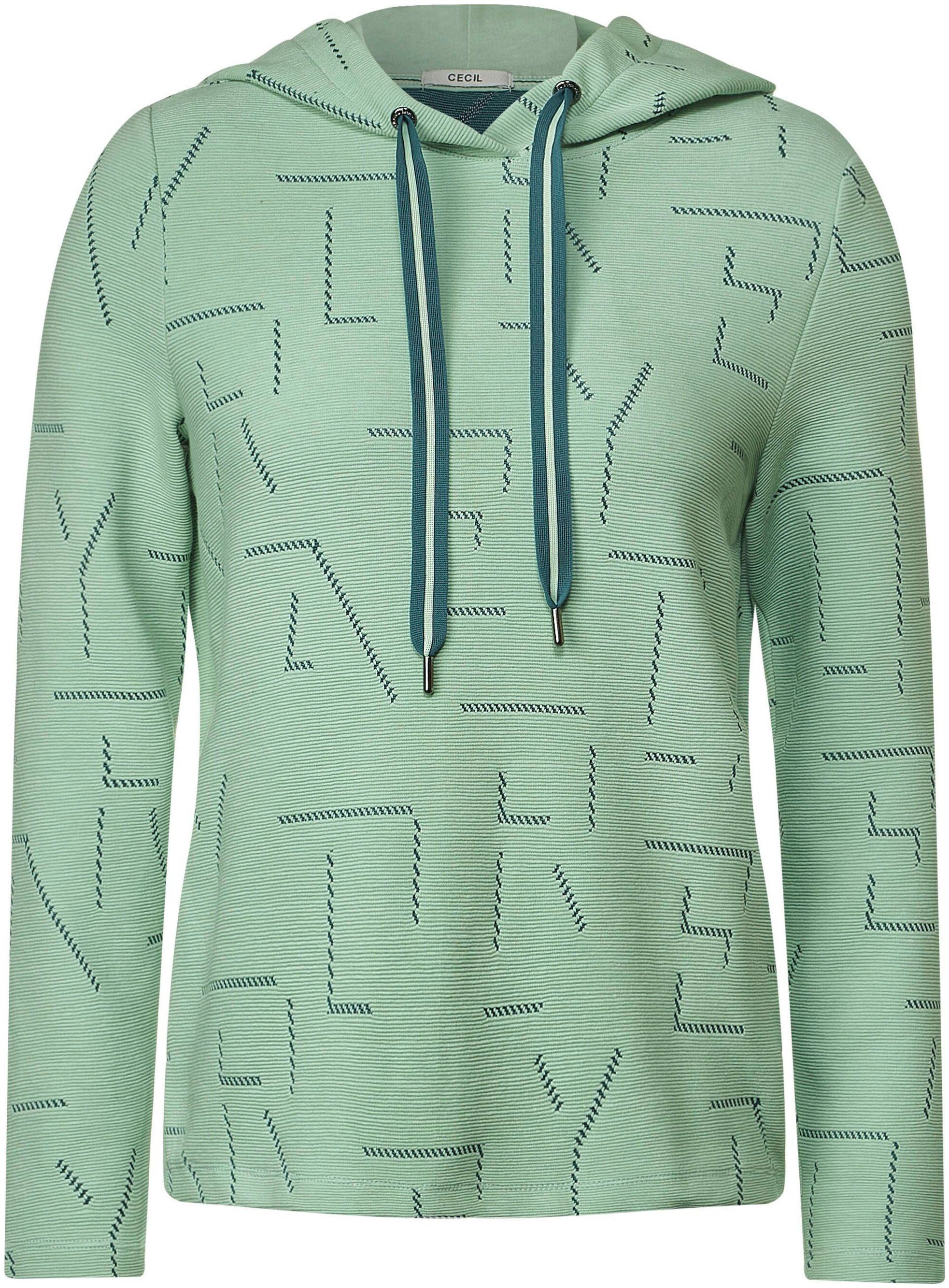 einzigartigem sage Sweatshirt Cecil green Jacquard-Muster mit clear