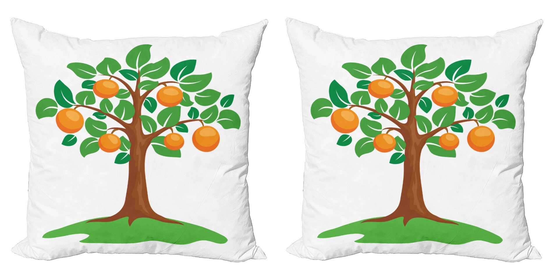 Kissenbezüge Modern Accent Doppelseitiger Digitaldruck, Abakuhaus (2 Stück), grün orange Orange Tree Design