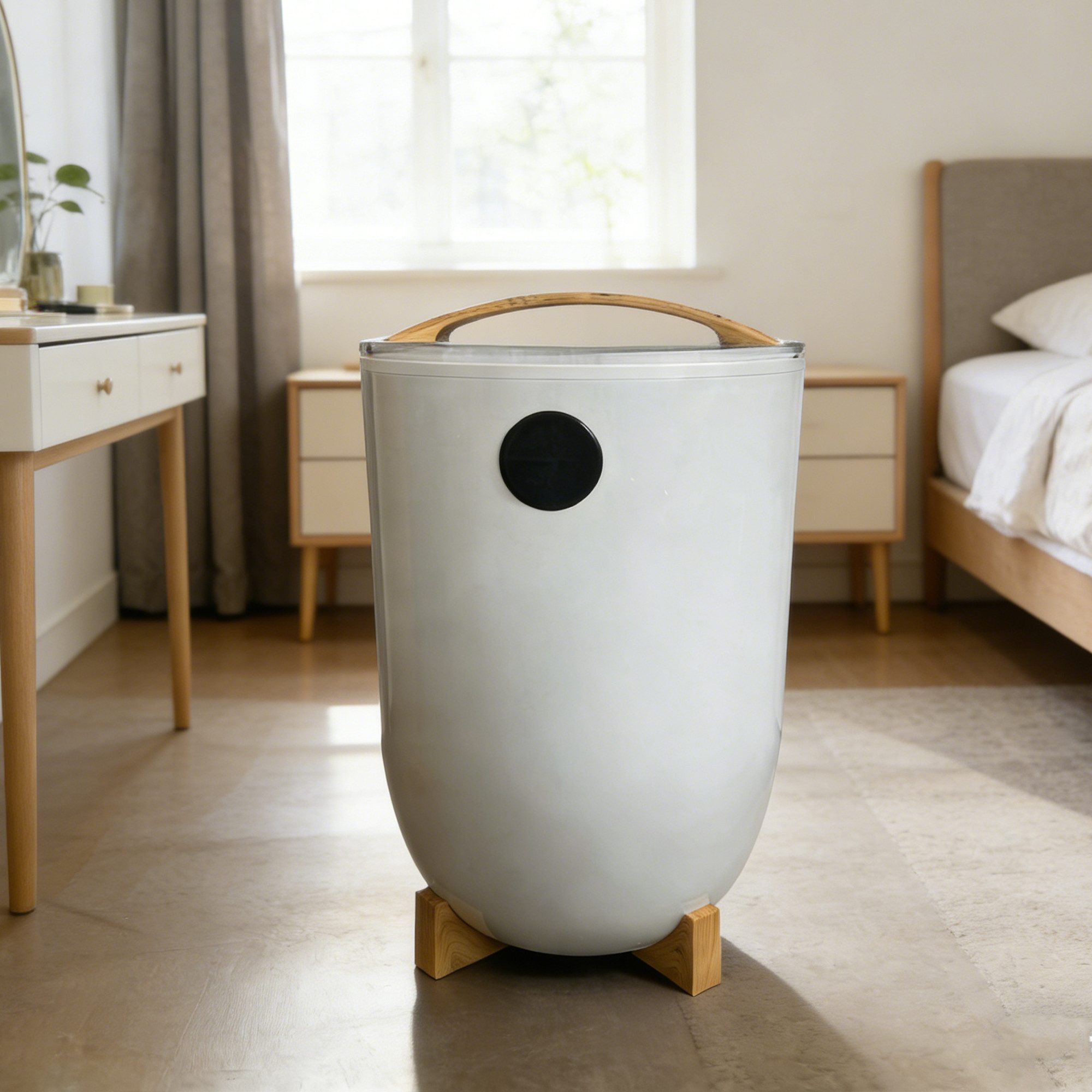 ZMH Heizlüfter Wellness Handtuchwärmer, Handtücher, Decken & Kleidung, aus Bambus, Handtuchwärmer Elektrisch mit LED-Licht - Automatische Abschaltung