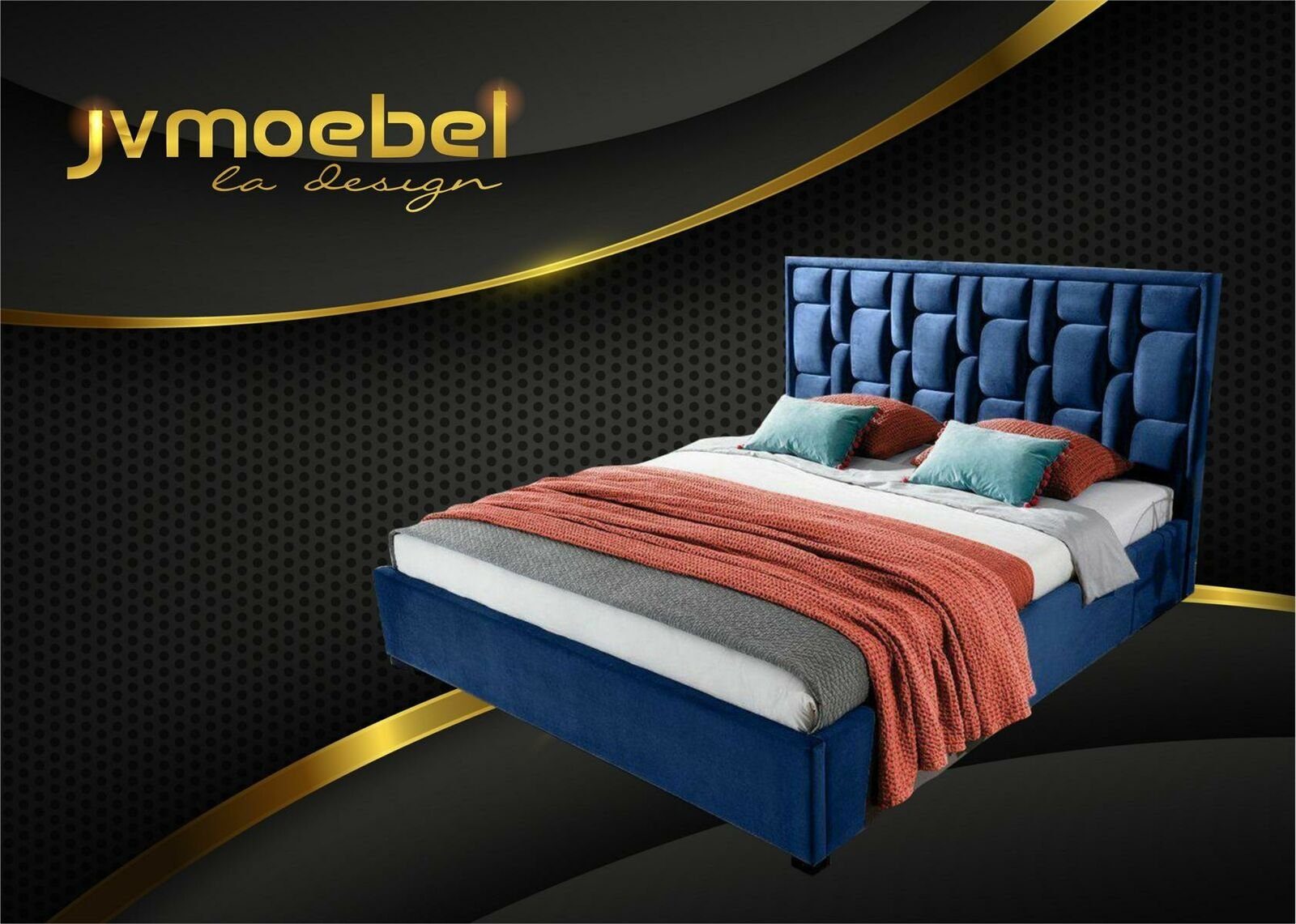 JVmoebel Bett, Blaues Designer Bett Schlafzimmer Design Möbel Modern Luxus Betten